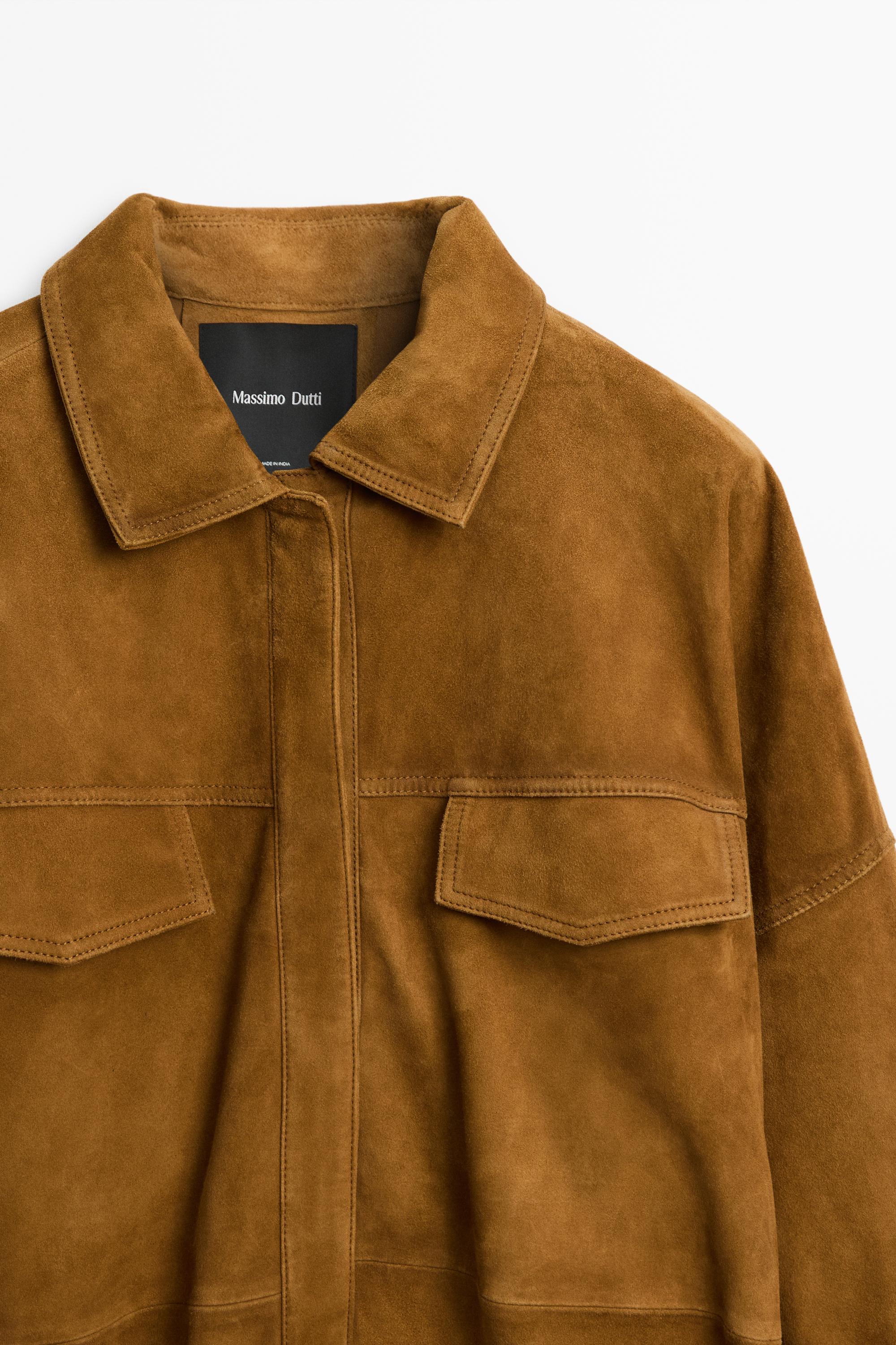 Suede leather jacket — DARK CAMEL