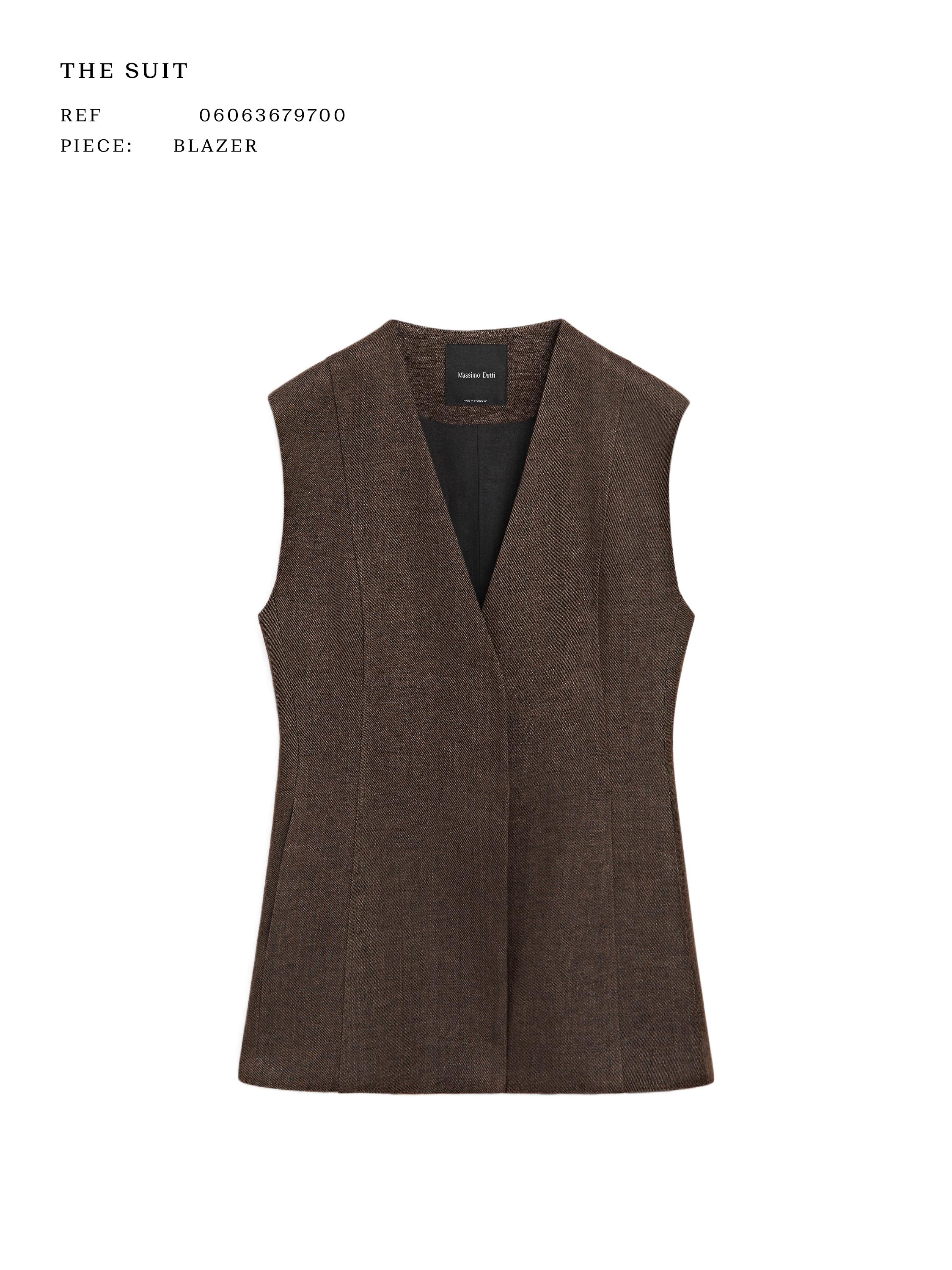 Linen suit waistcoat — BROWN