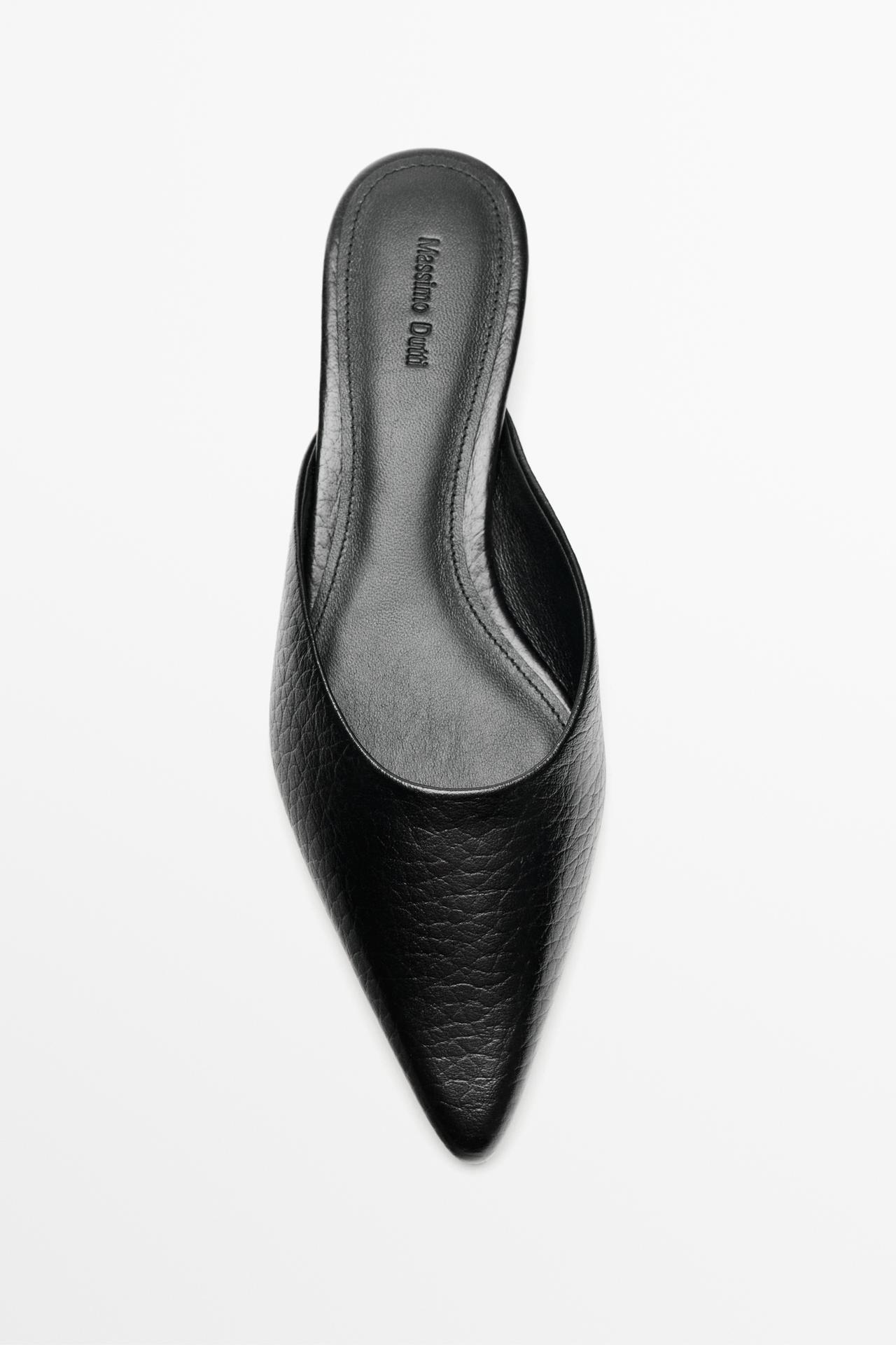 Leather mule heel shoe — BLACK