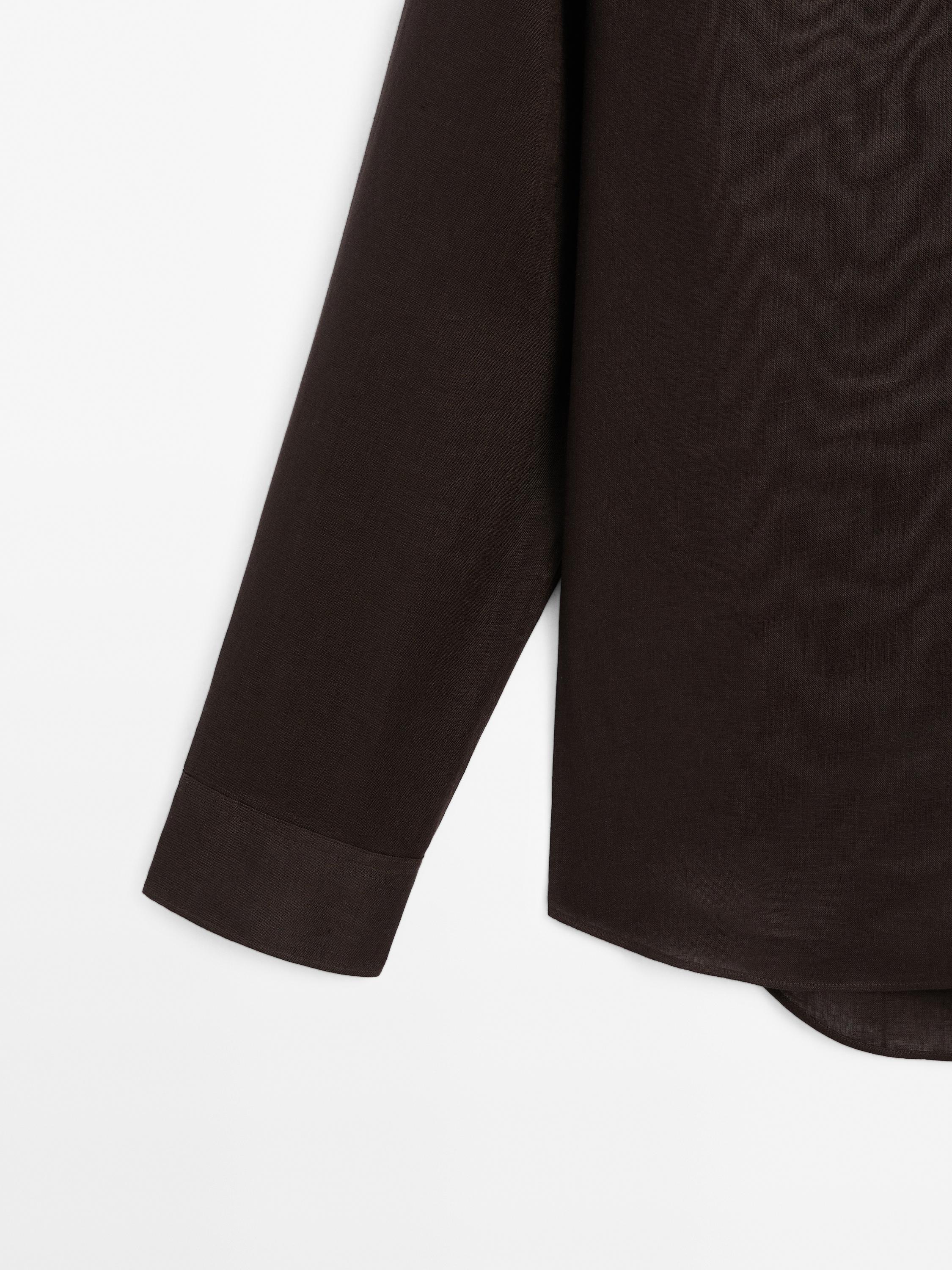 100% linen stand-up collar shirt