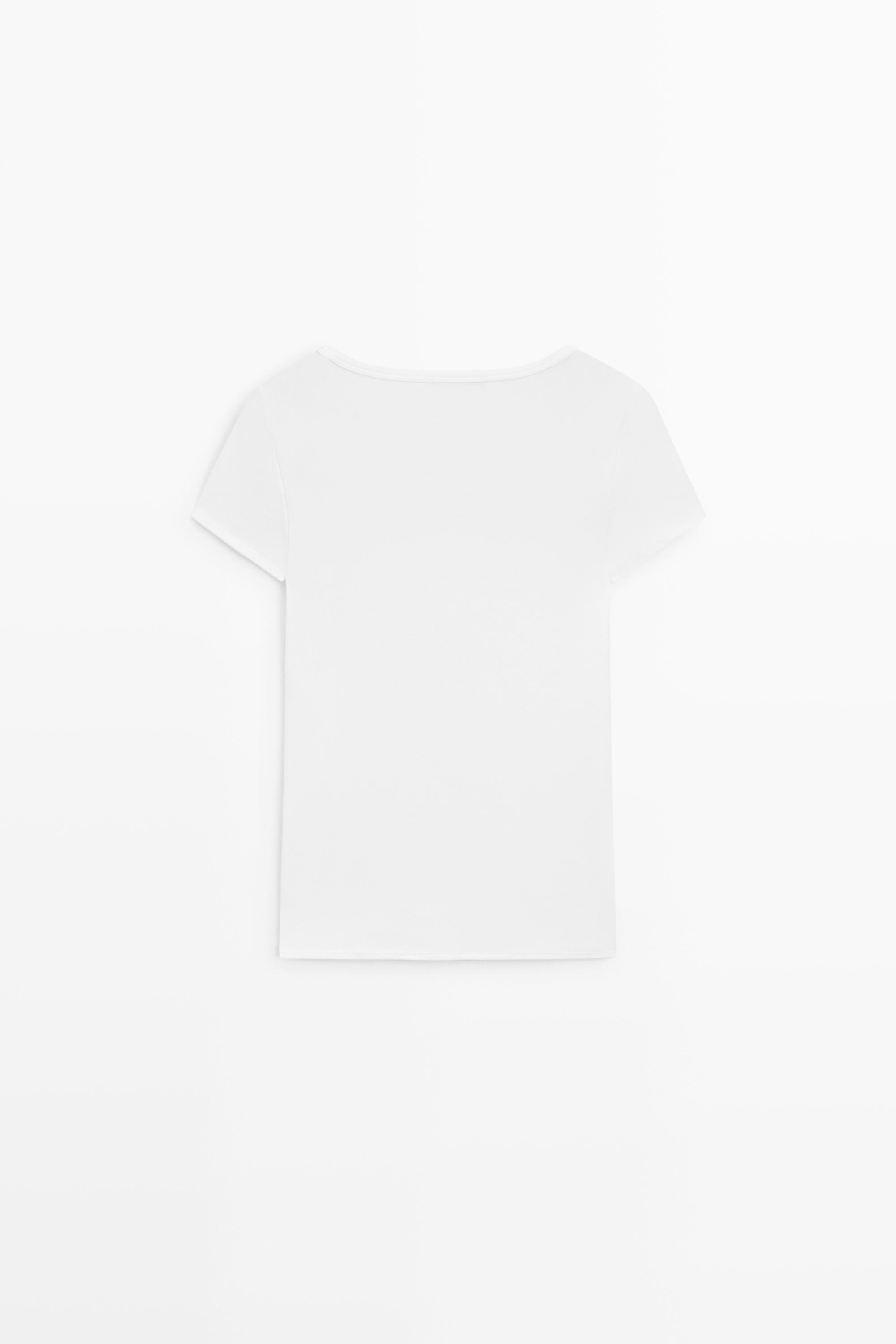 Short sleeve square neckline T-shirt — WHITE