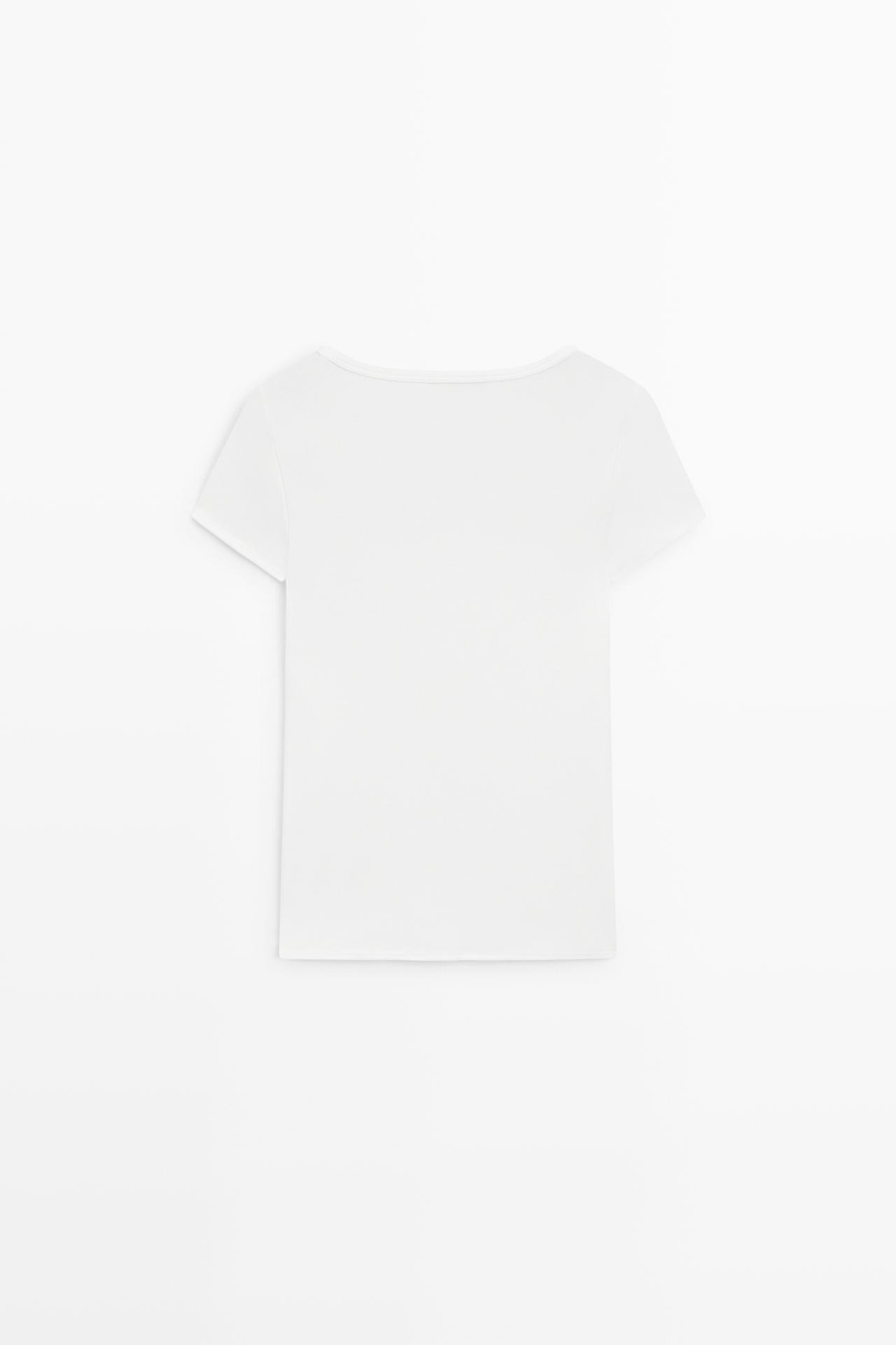 Square-neck short sleeve T-shirt — WHITE