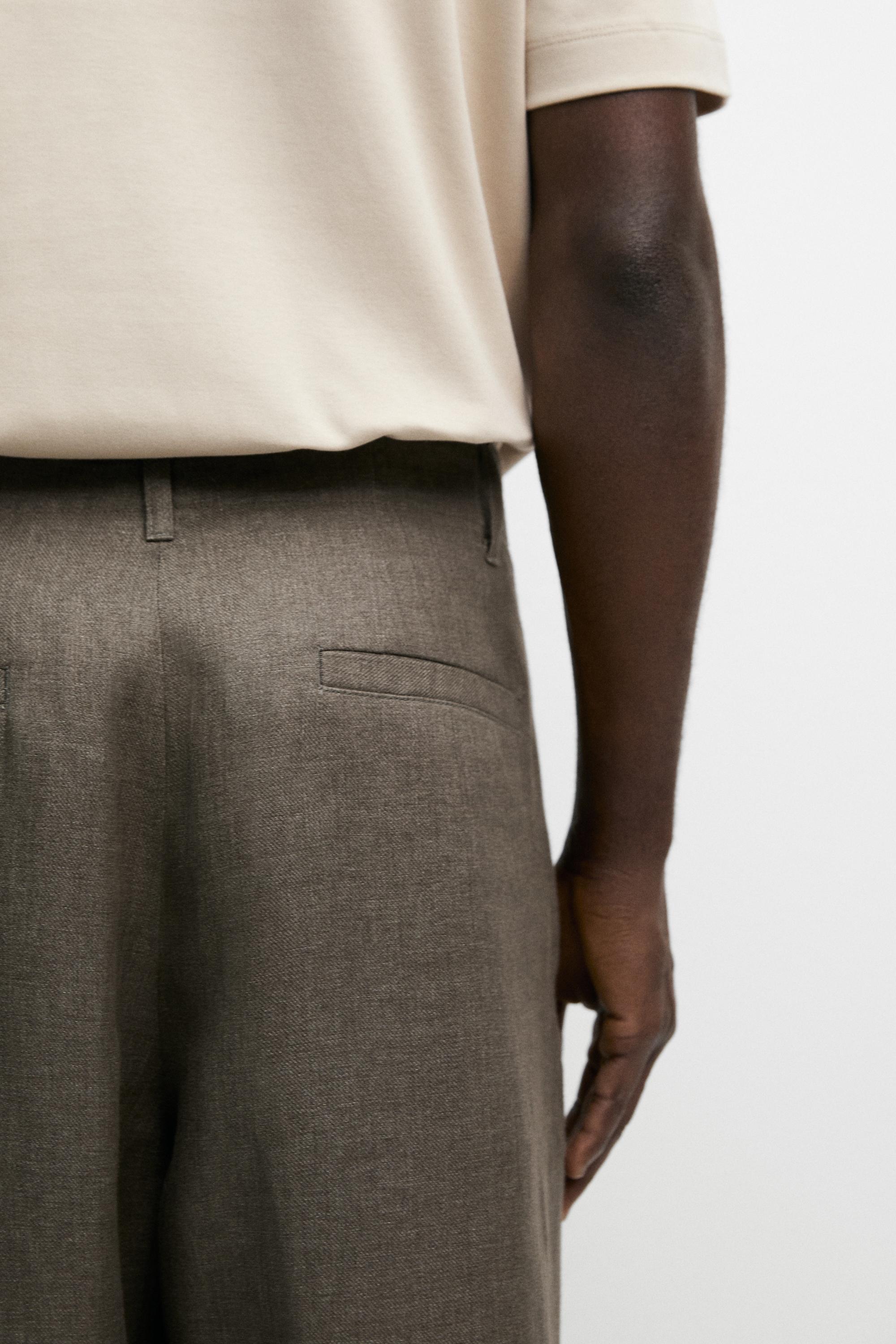 100% linen faded total look pants — GREENISH