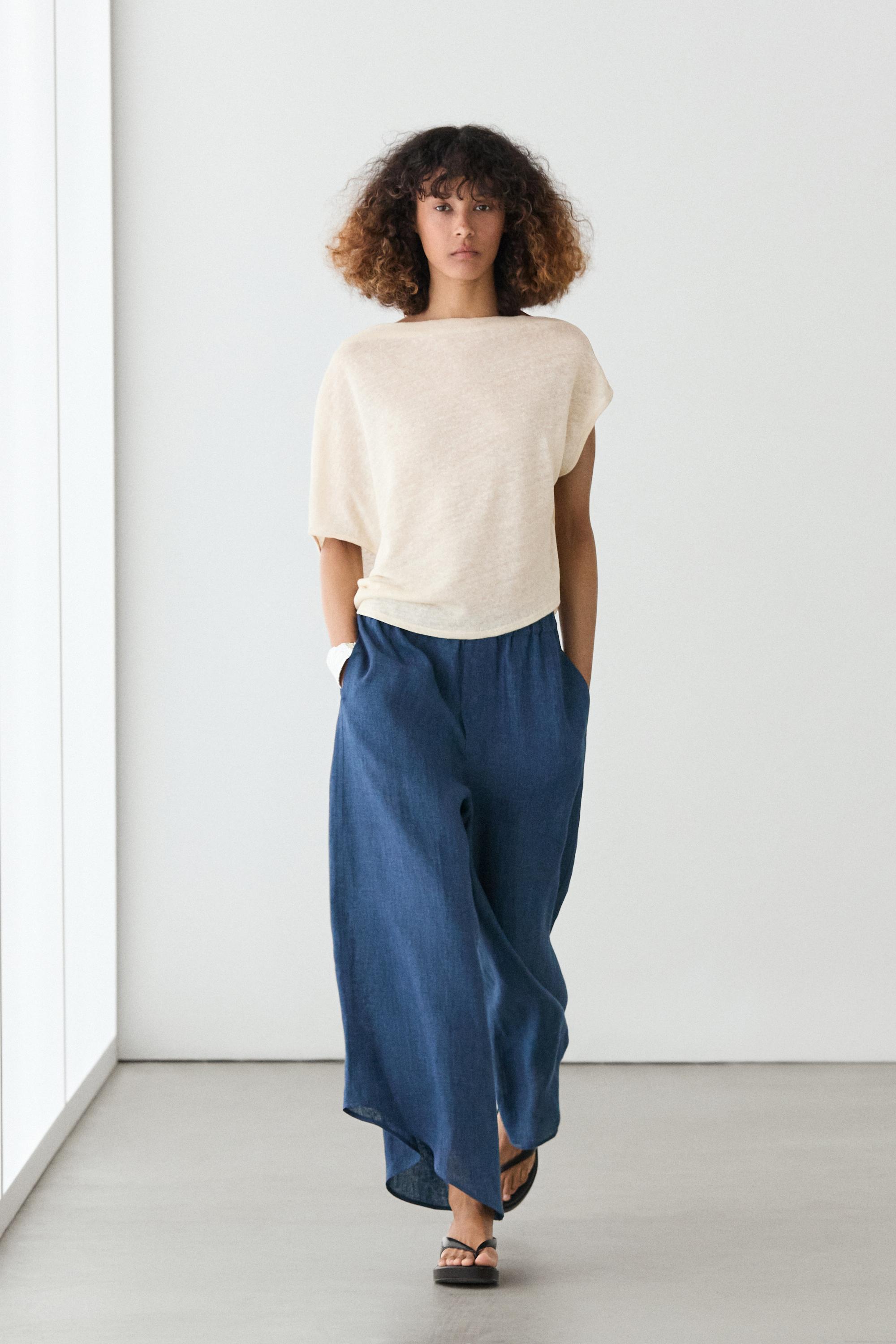 Total look linen trousers — BLUE