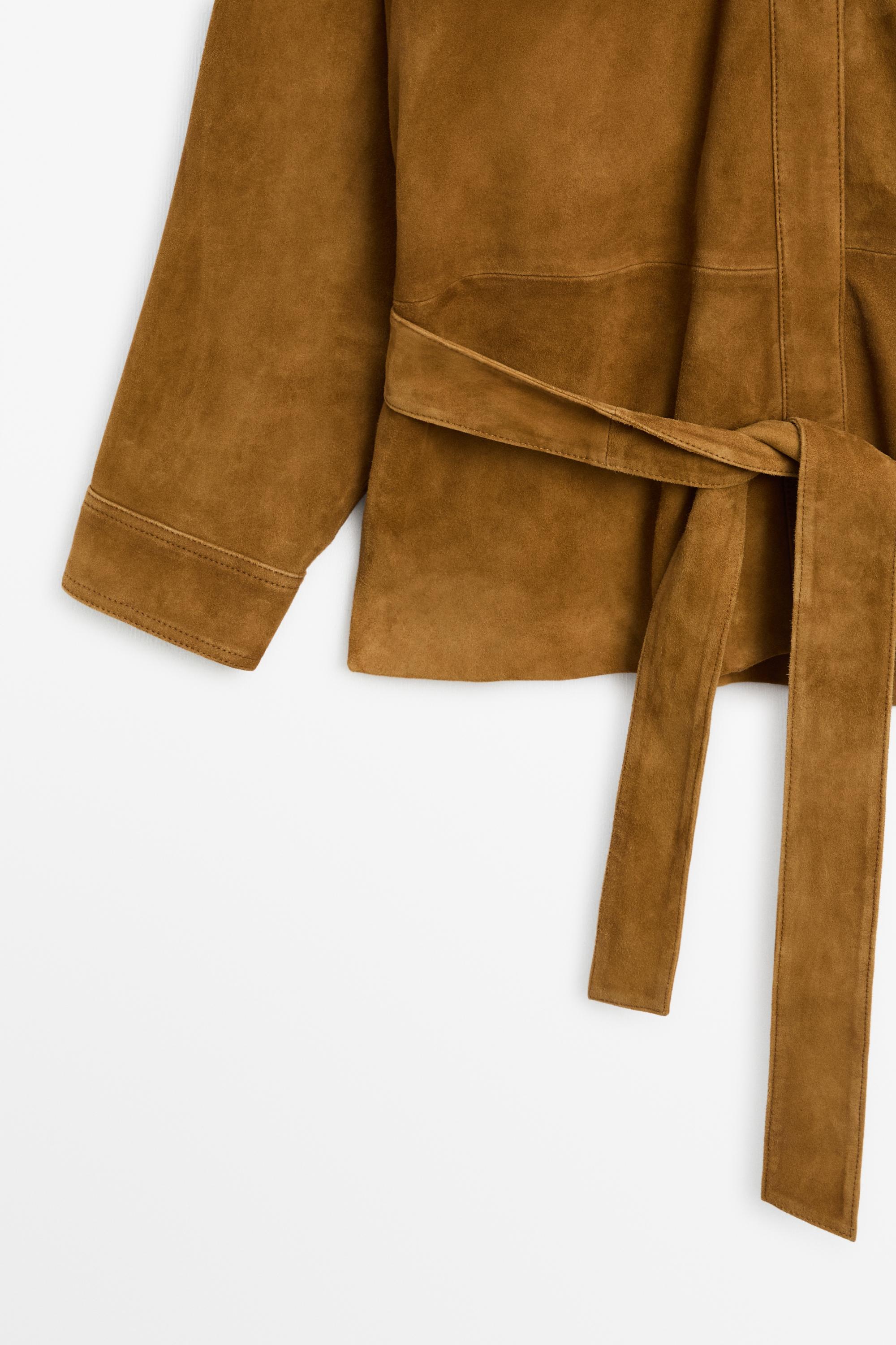 Suede leather jacket — DARK CAMEL