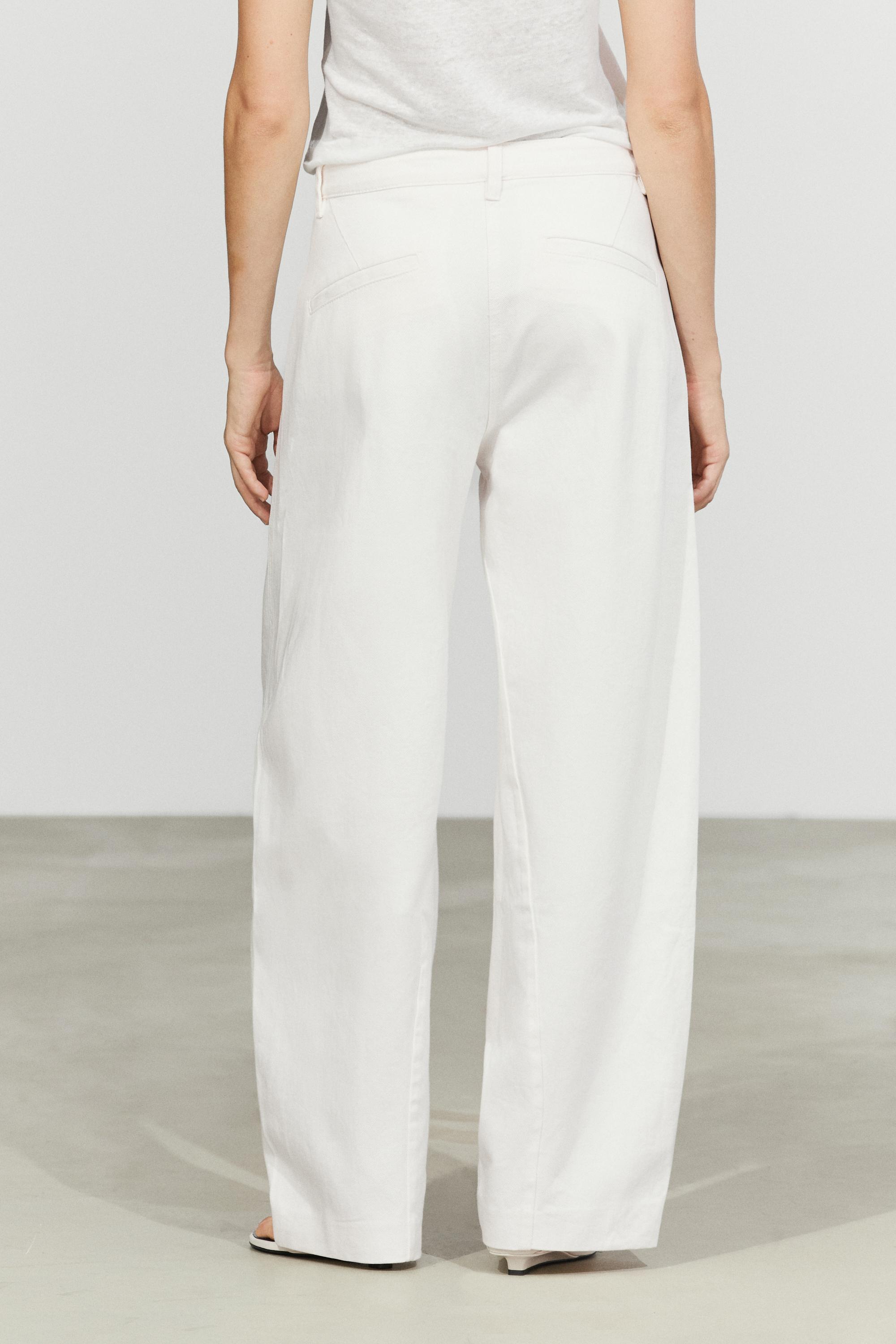100% cotton barrel-fit pants — Off white