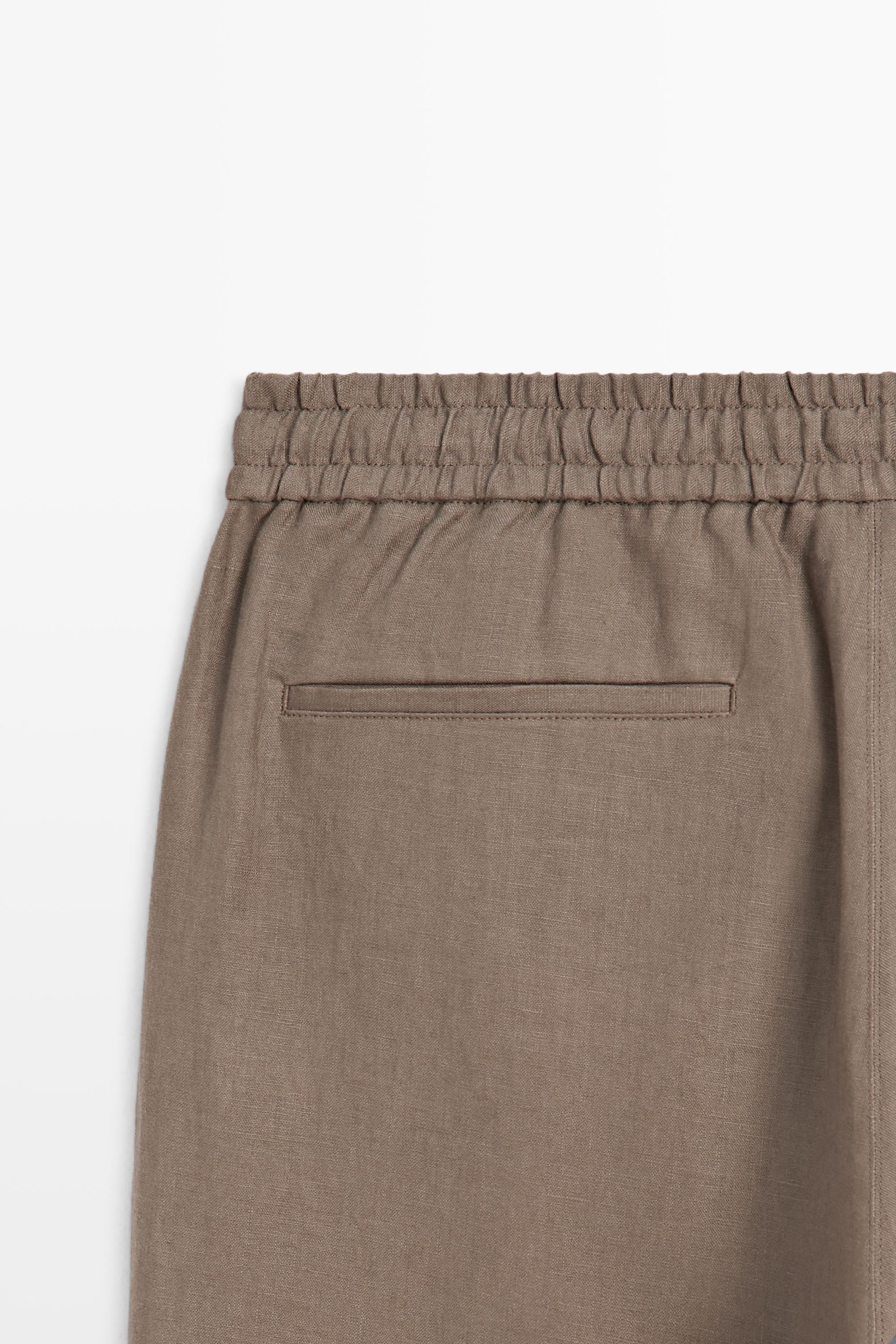 100% linen relaxed fit pants — MINK