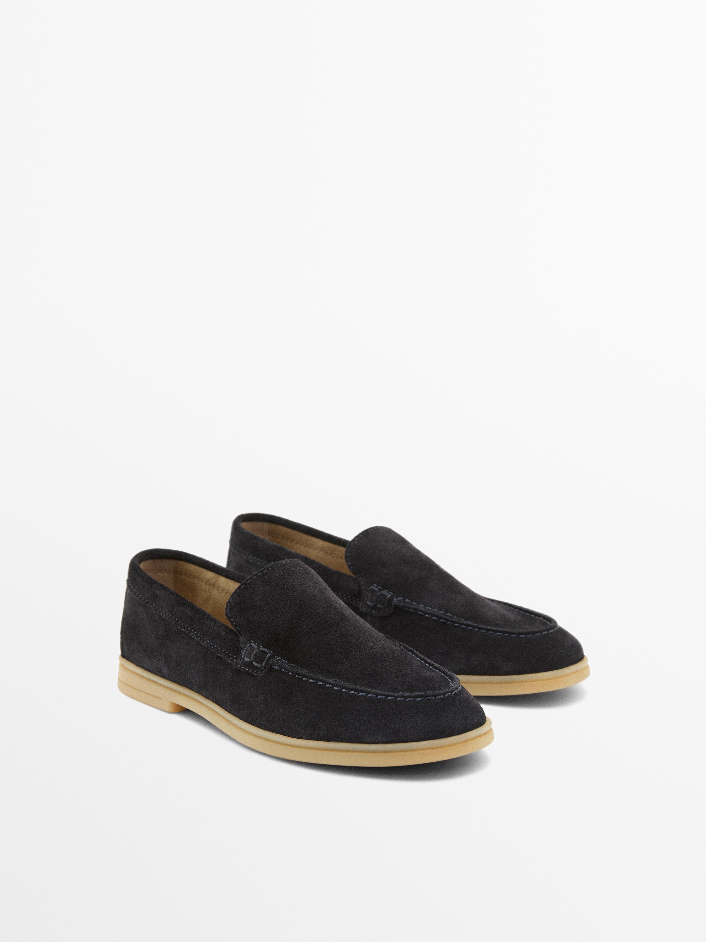 Split leather loafers — BLUE