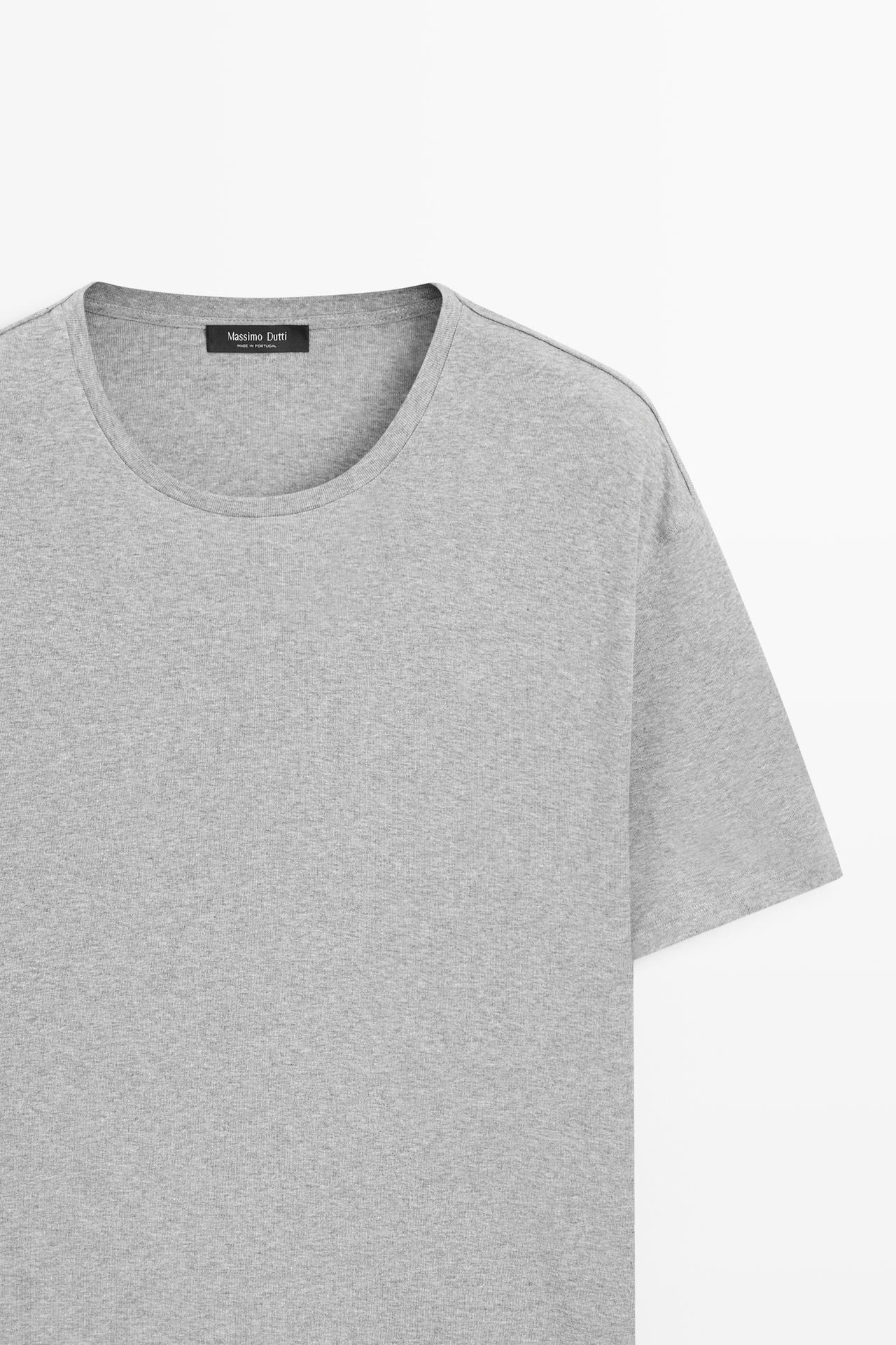 Melange 100% cotton short sleeve T-shirt — GREY MARL