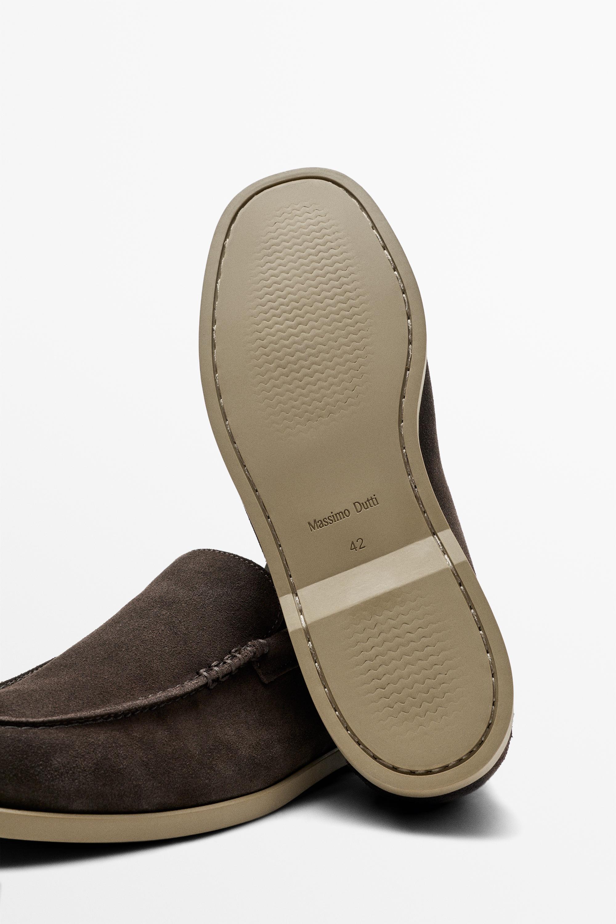 Soft split leather loafers — BROWN
