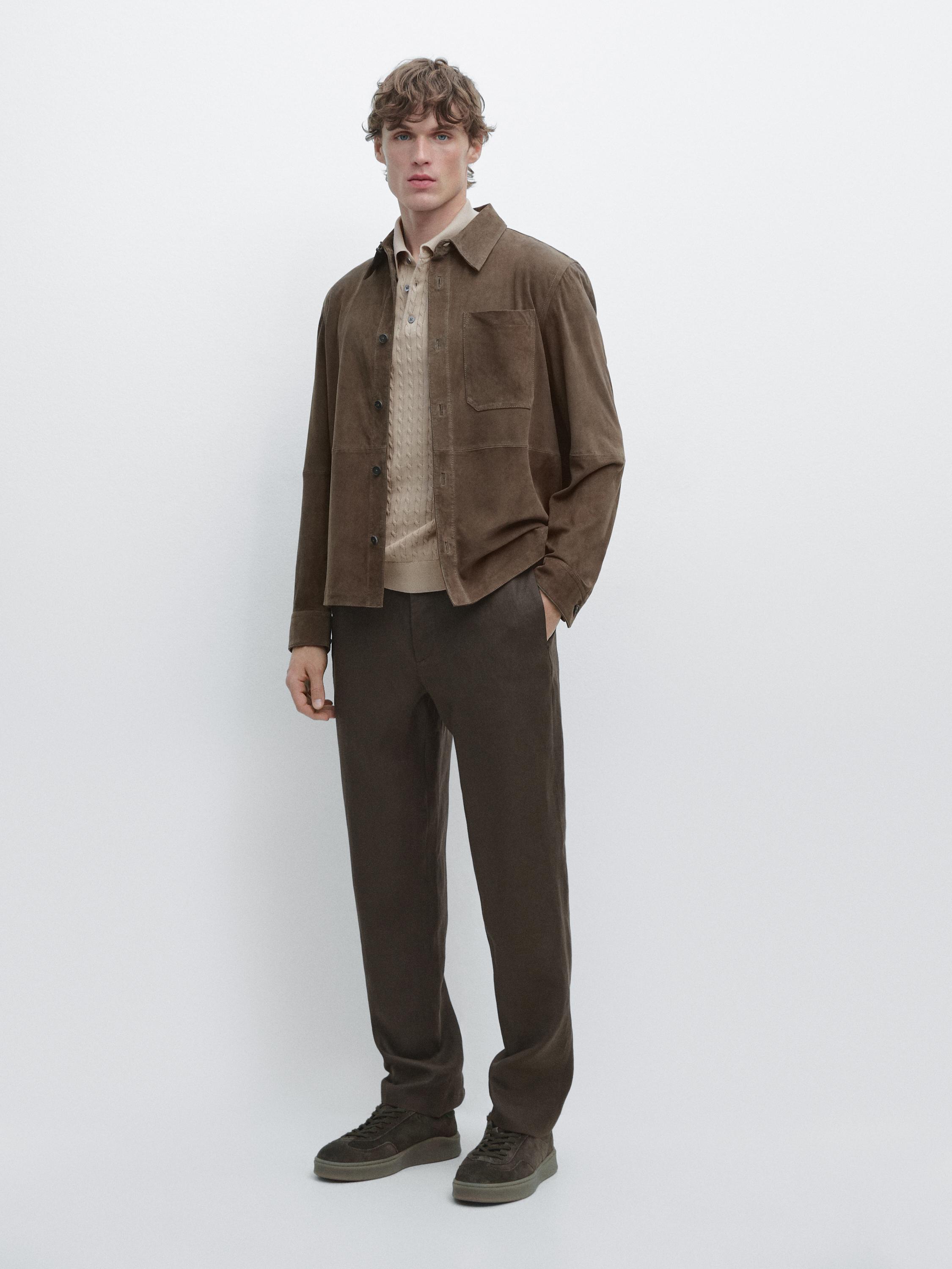 Tapered fit linen trousers