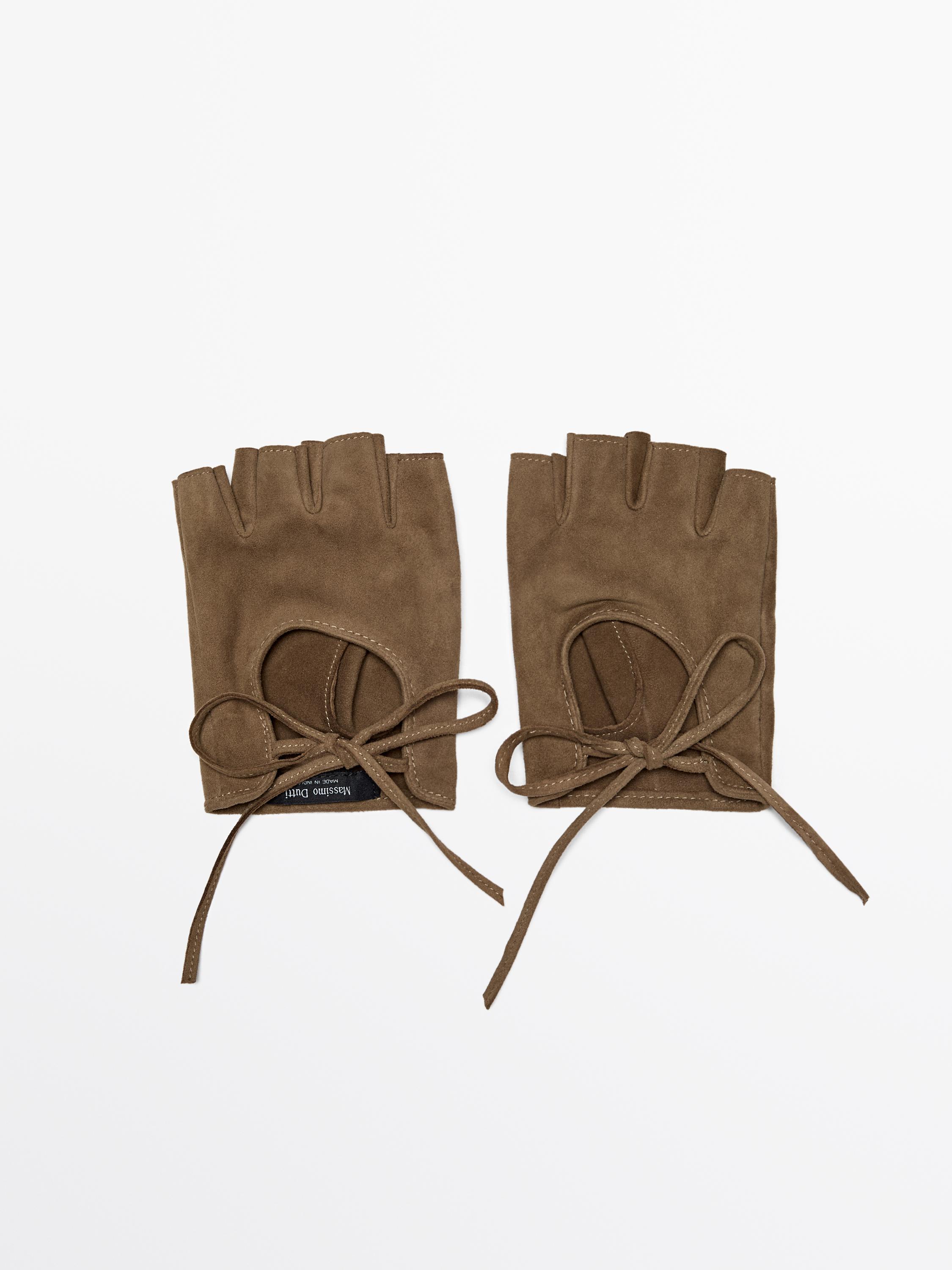 قفاز بلا أصابع شامواه من جلد الماعز 100%