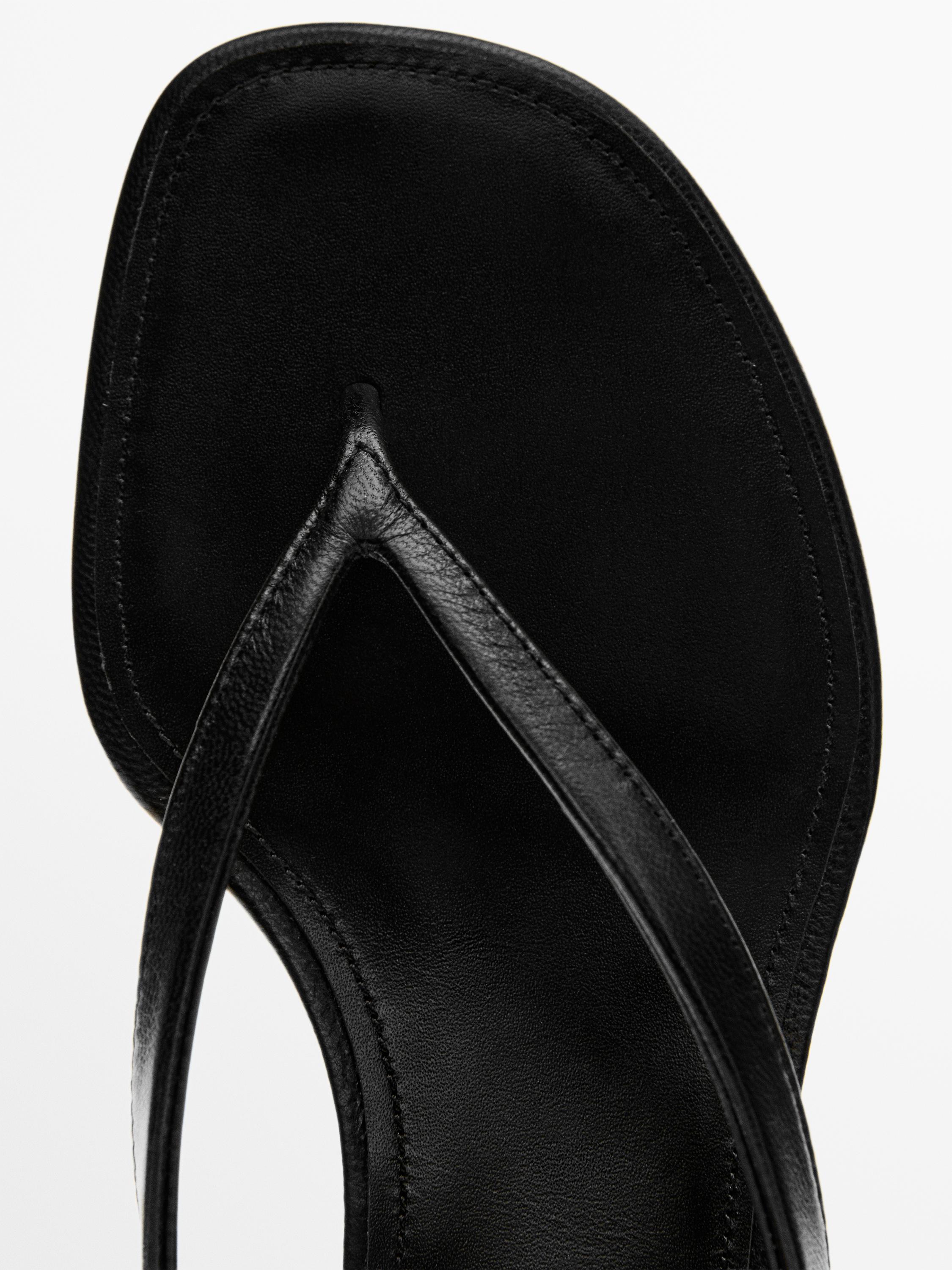 Mid-heel toe sandal — BLACK