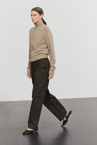100% cashmere zip knit cardigan — TAUPE GREY 5
