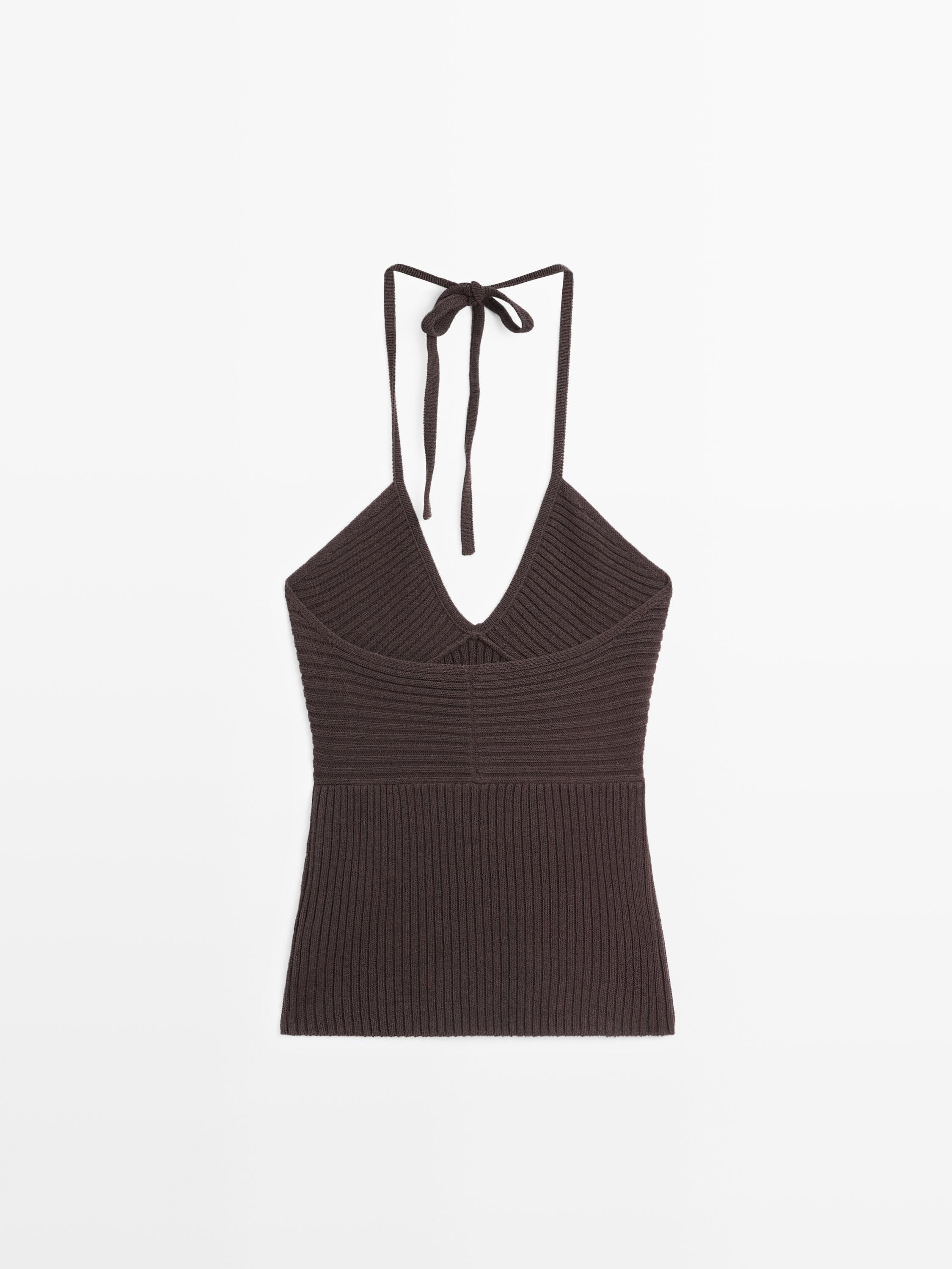 Knit top with low-cut back