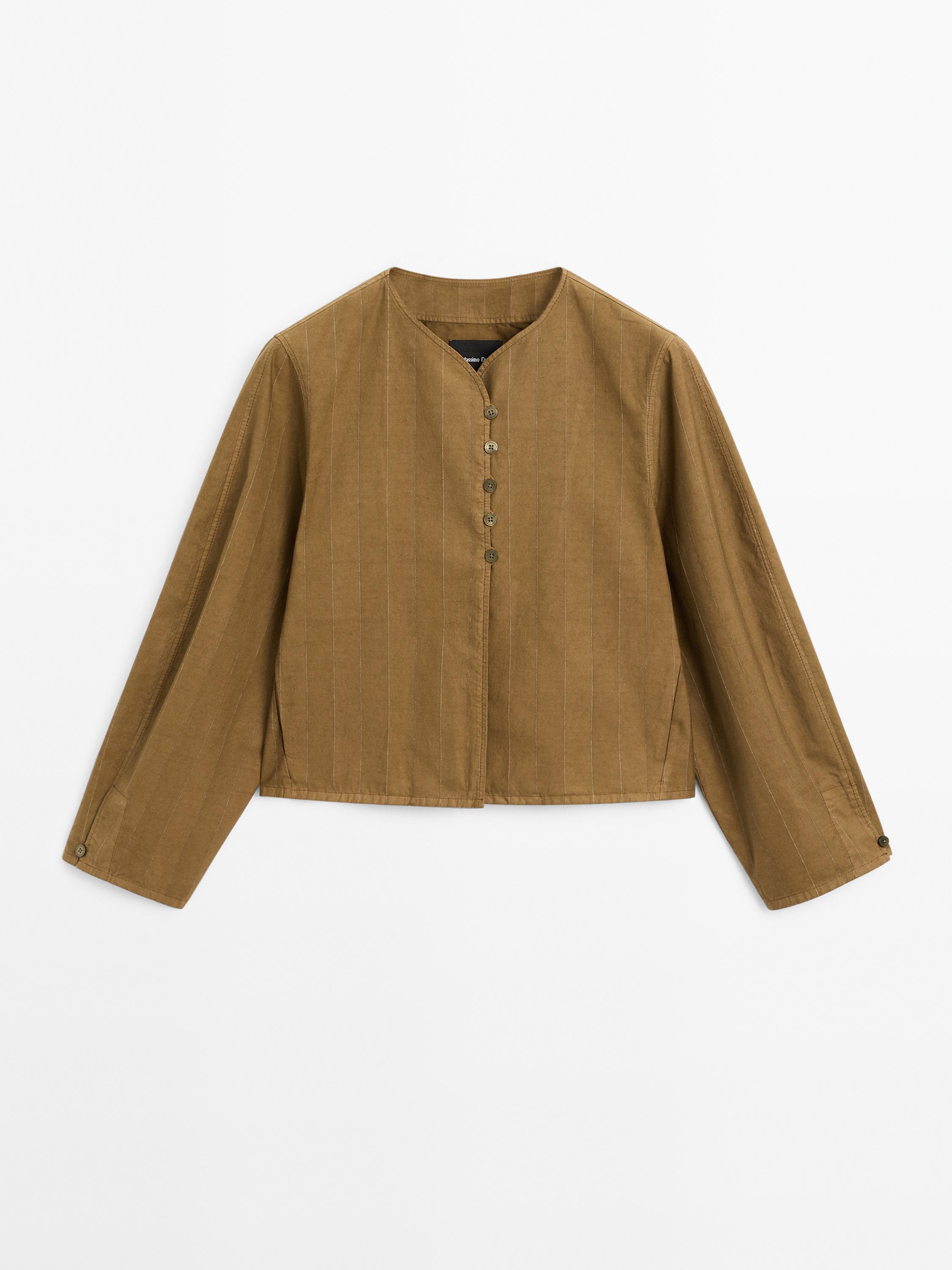 Striped jacket with button detail
