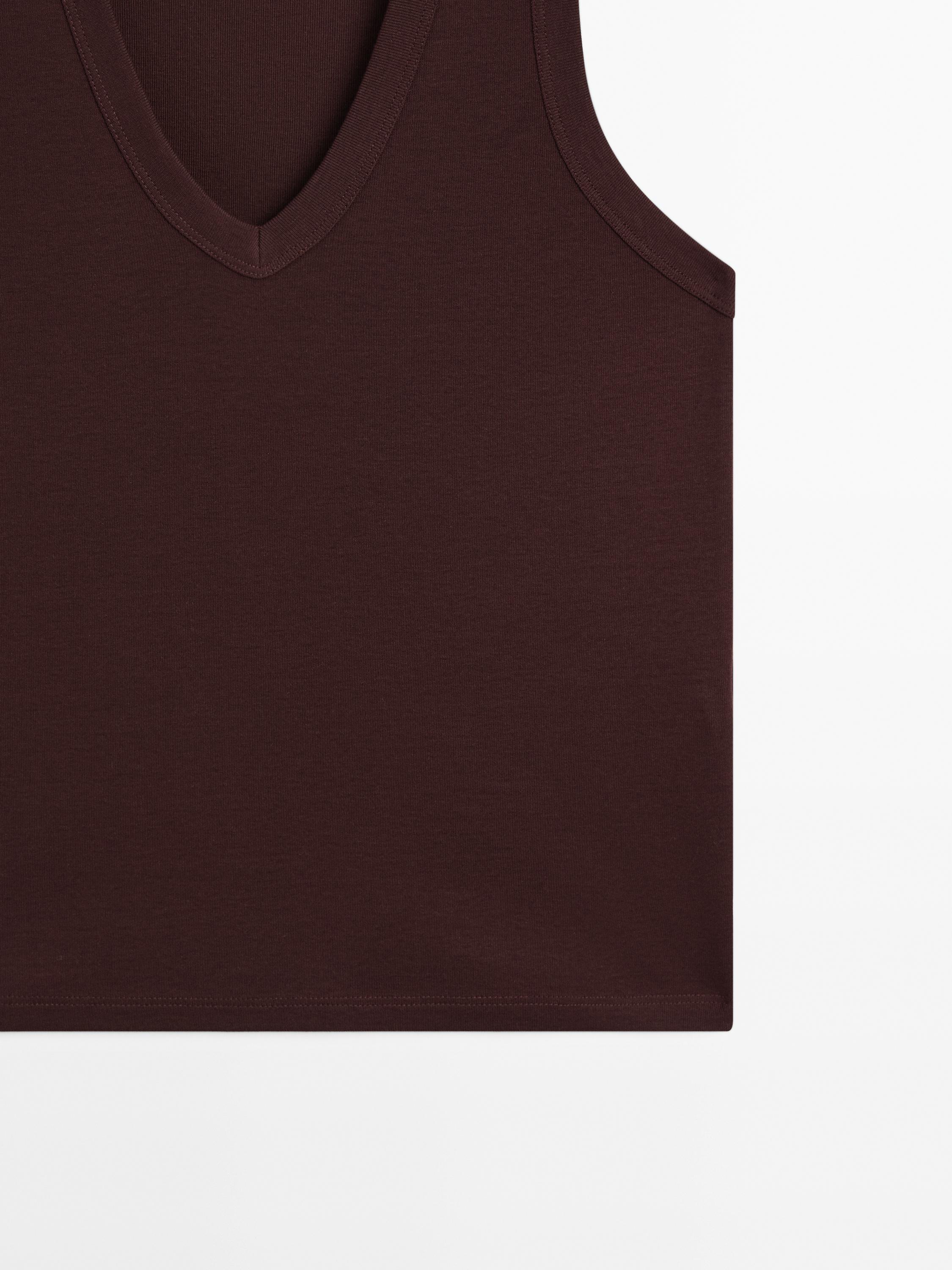 Mercerised cotton V-neck T-shirt