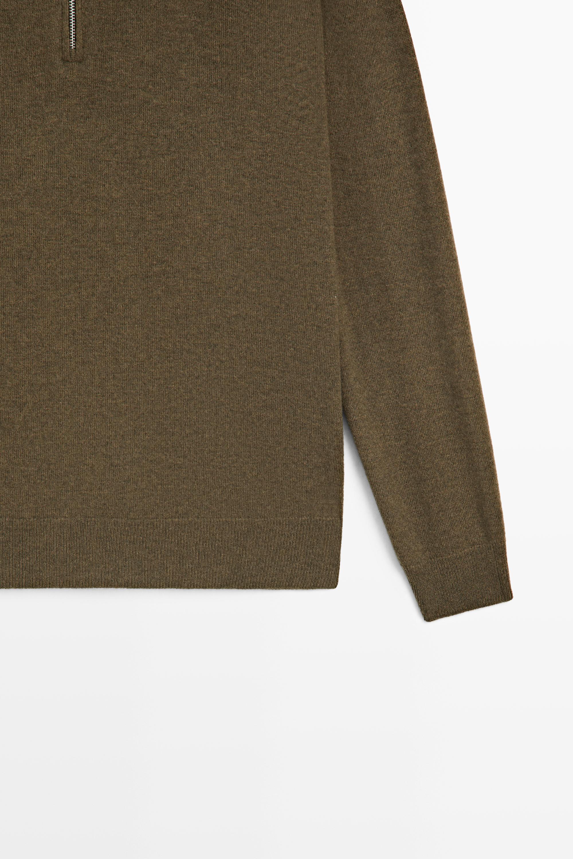 Mock neck zip-up knit sweater — Sea green