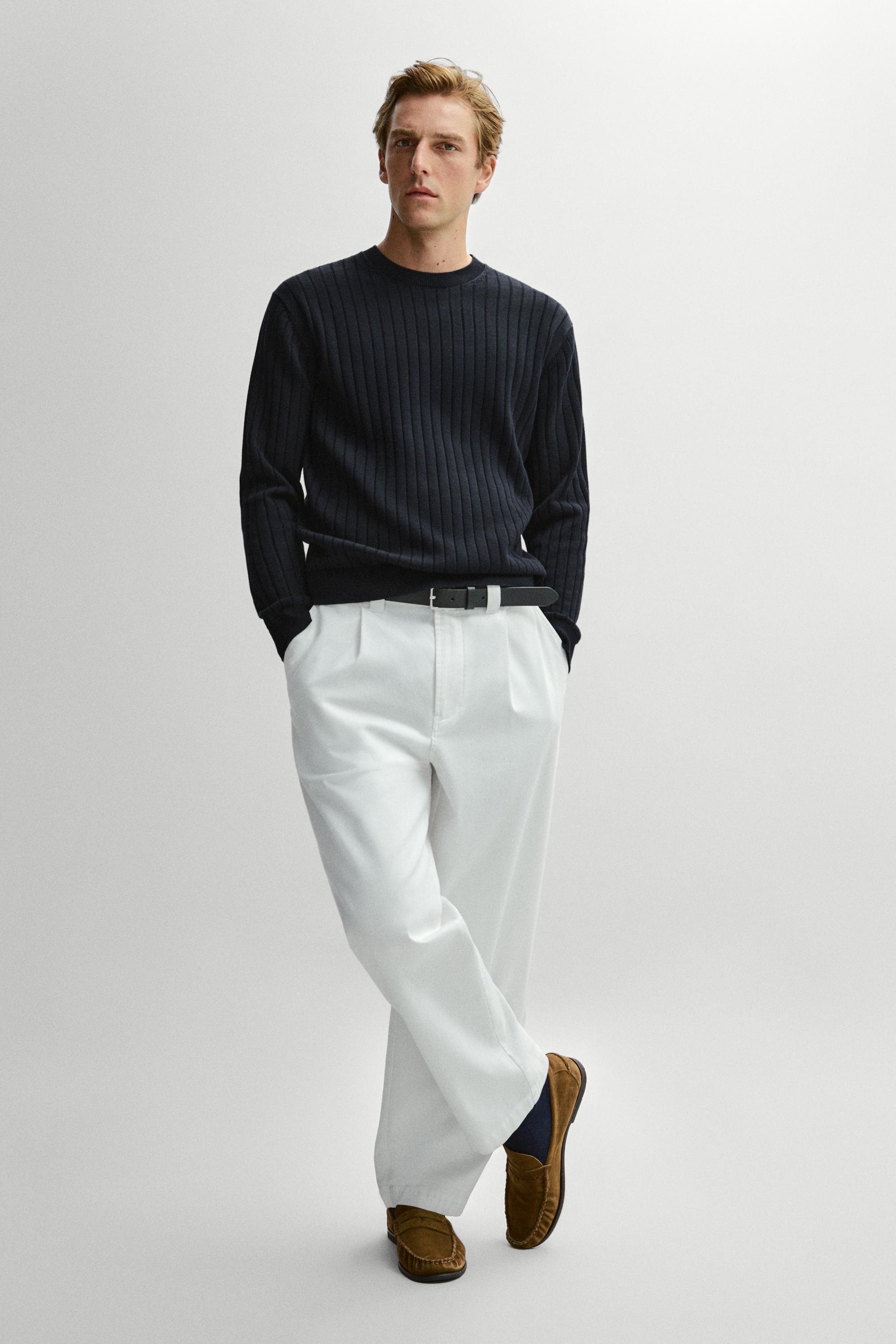 Cotton blend darted trousers — WHITE
