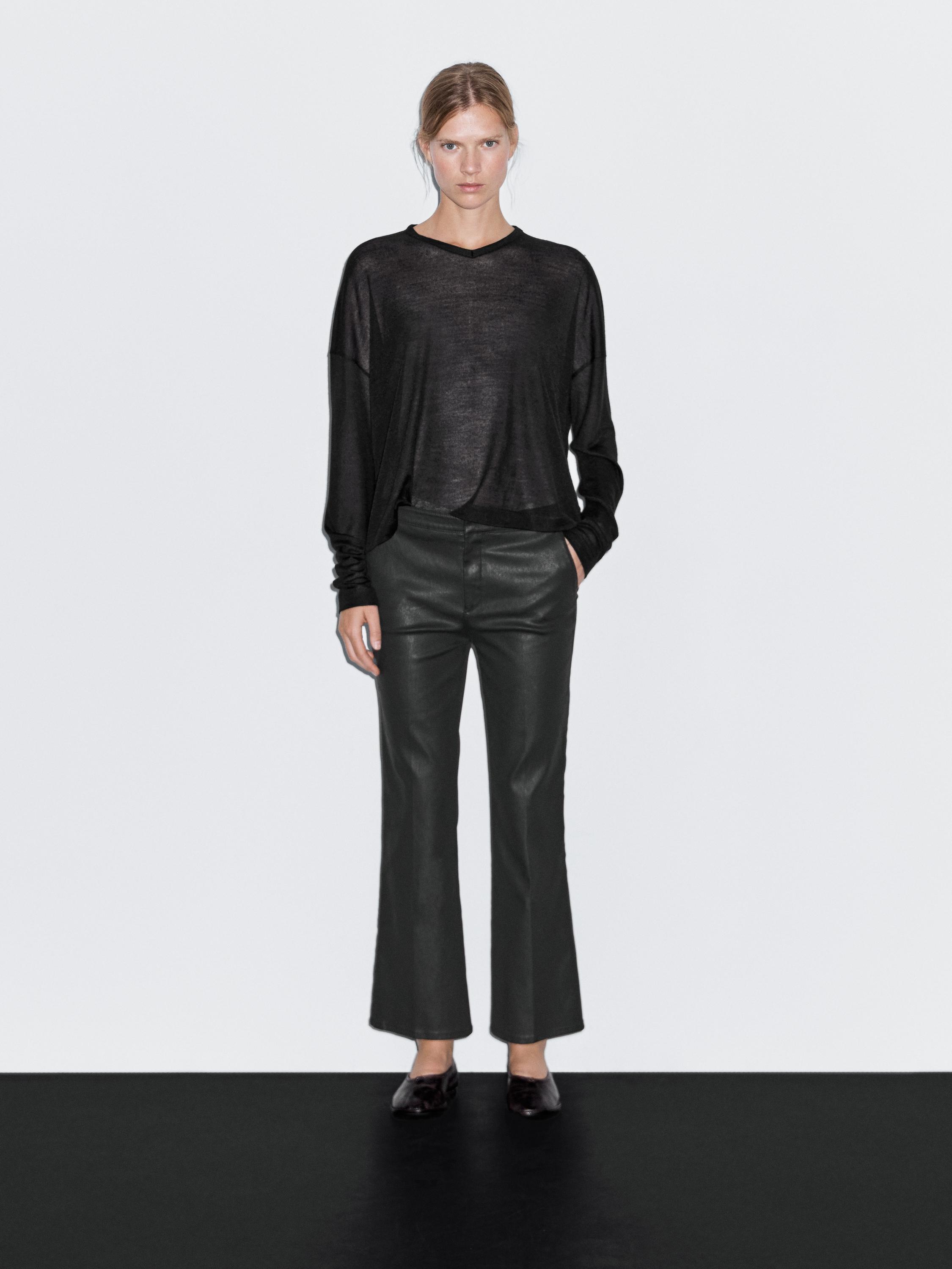 Flared cropped trousers