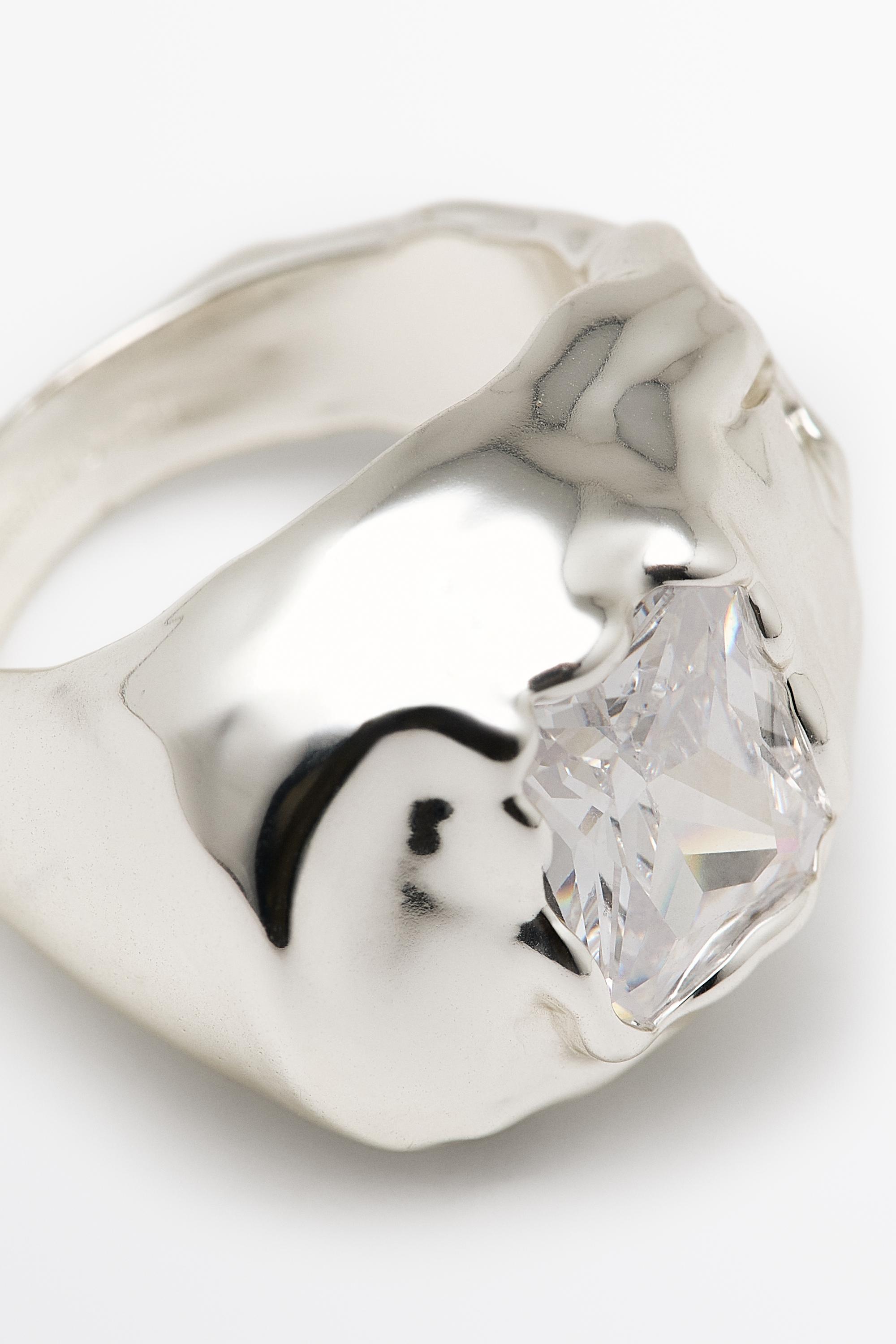 Melted effect shimmery ring — SILVER