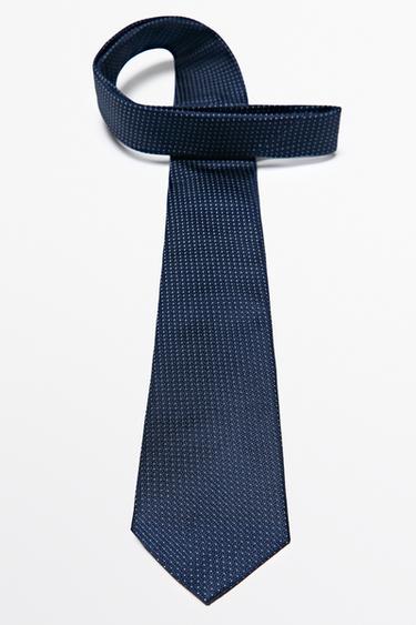 100% silk micro-polka dot tie — NAVY BLUE 4
