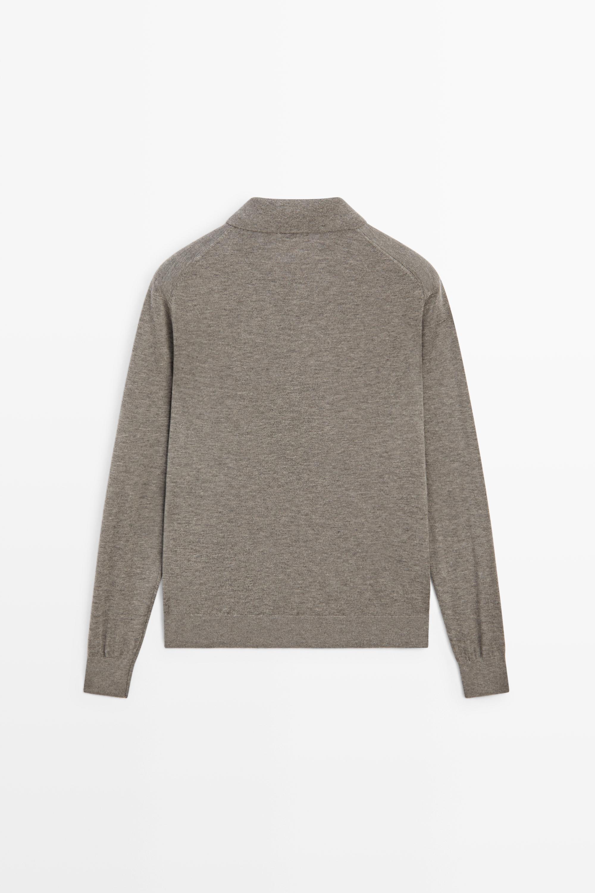 Wool blend quarter-zip knit sweater — DARK KHAKI