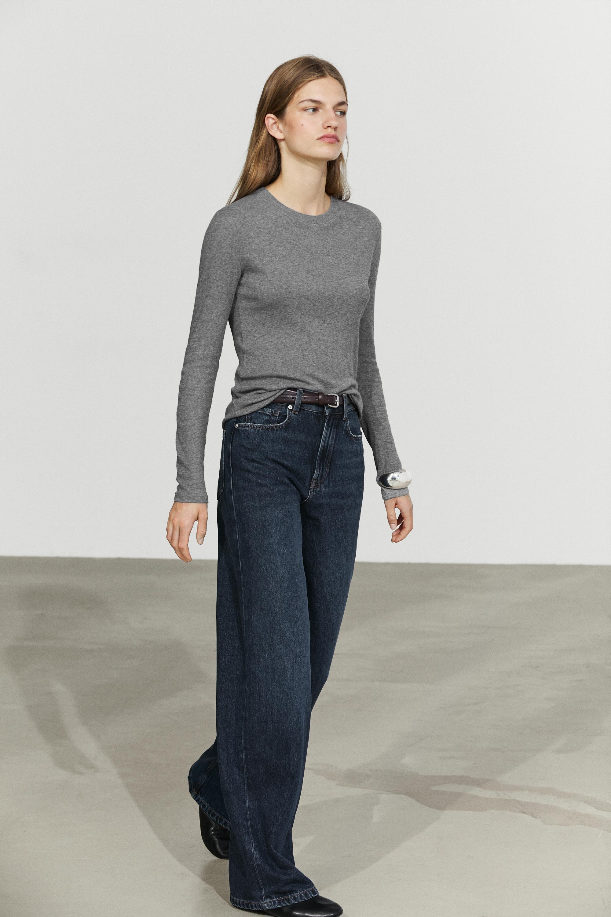 Cotton cashmere blend knit sweater
