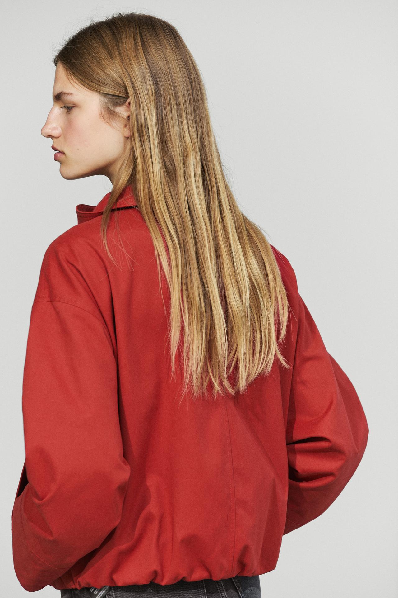 Cotton blend gathered bomber jacket — DARK PINK