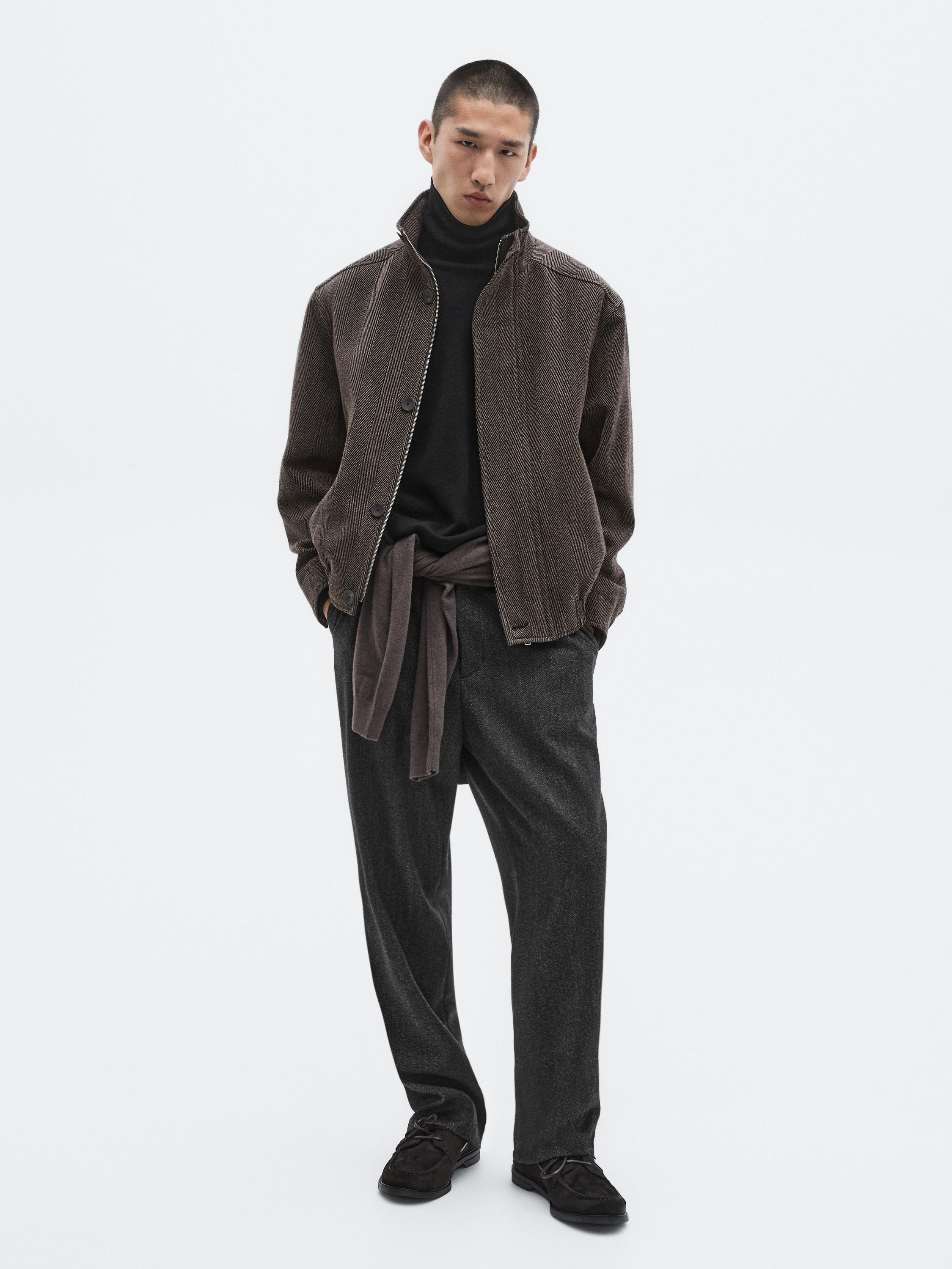 Wool blend herringbone bomber jacket - LIMITED