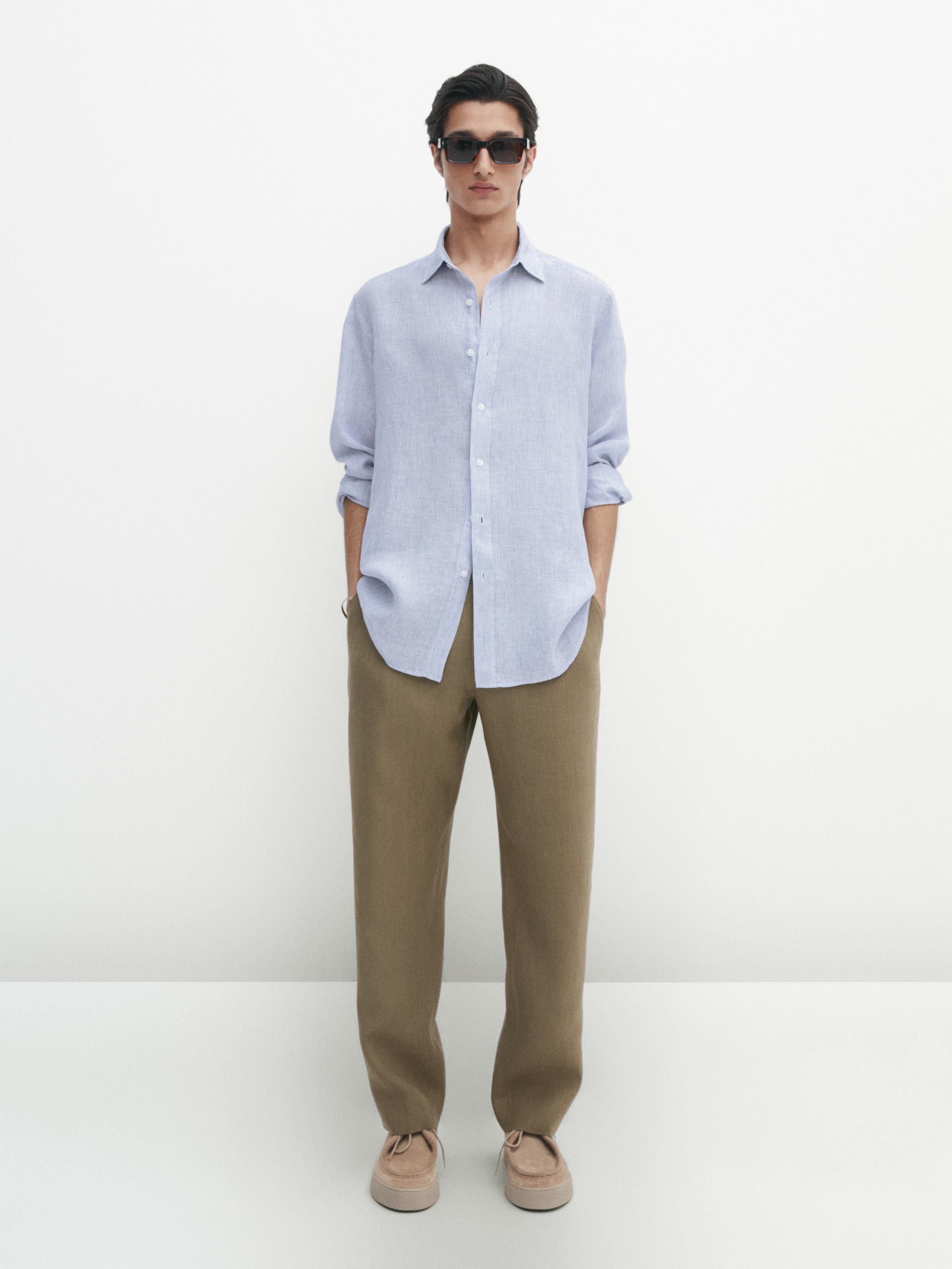 100% linen striped shirt