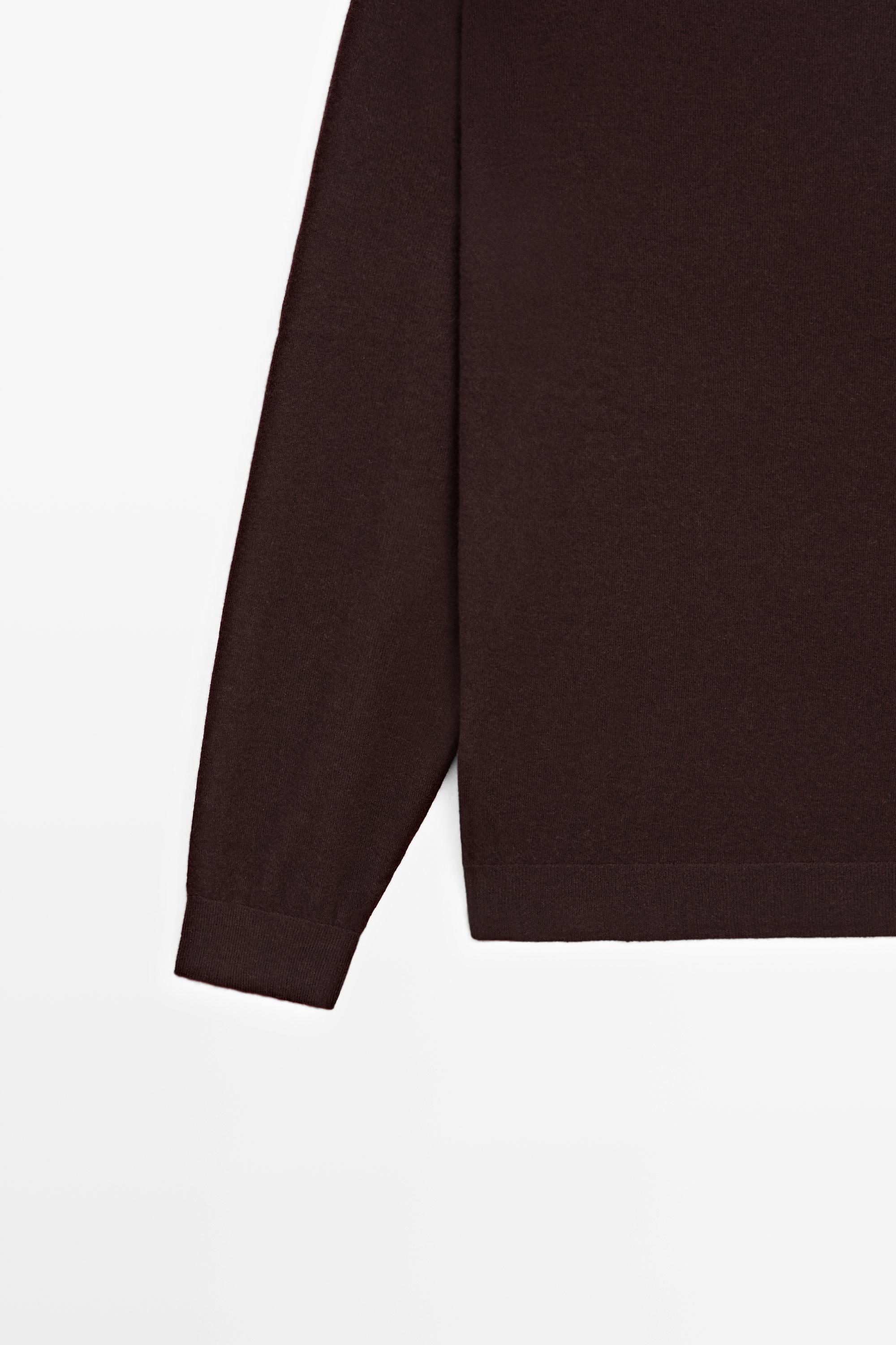 Knit 100% cashmere round neck sweater — BURGUNDY