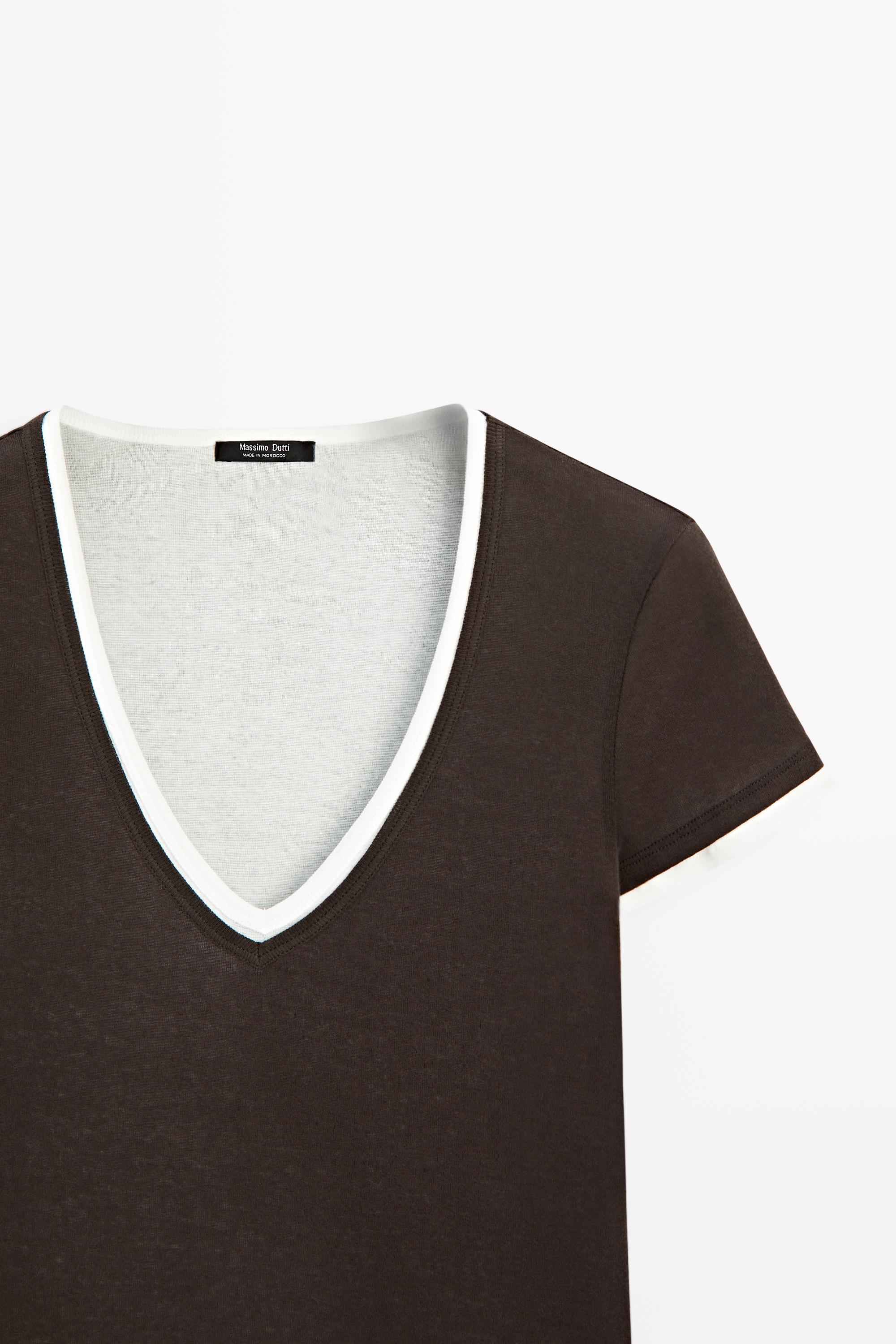 100% cotton double-layer short sleeve T-shirt — BROWN