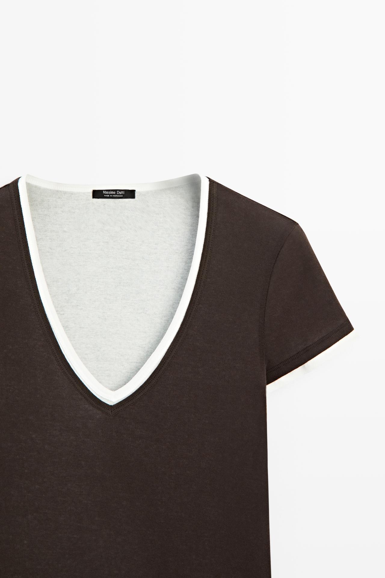 100% cotton double-layer short sleeve T-shirt — BROWN