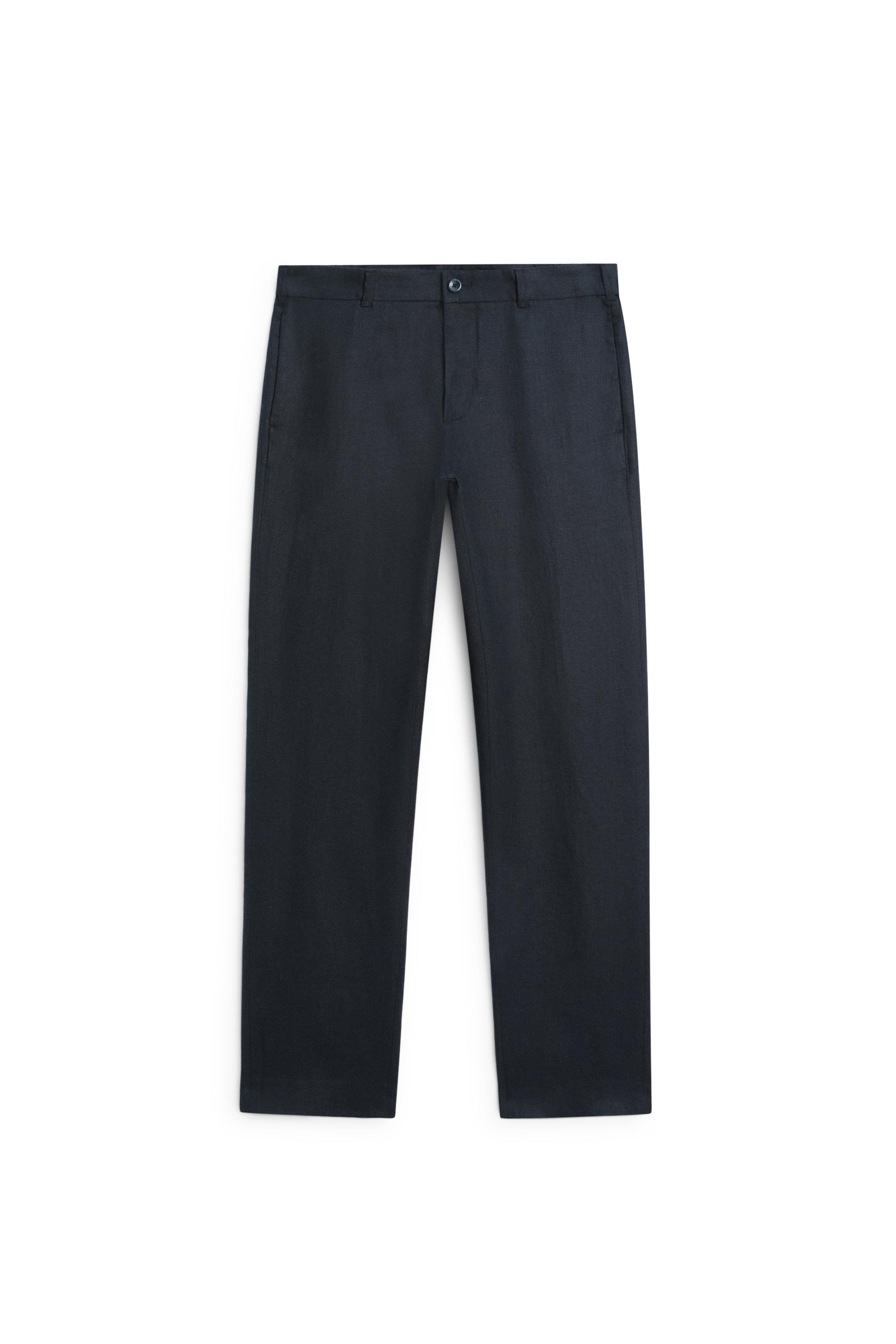 Tapered fit linen pants — NAVY BLUE