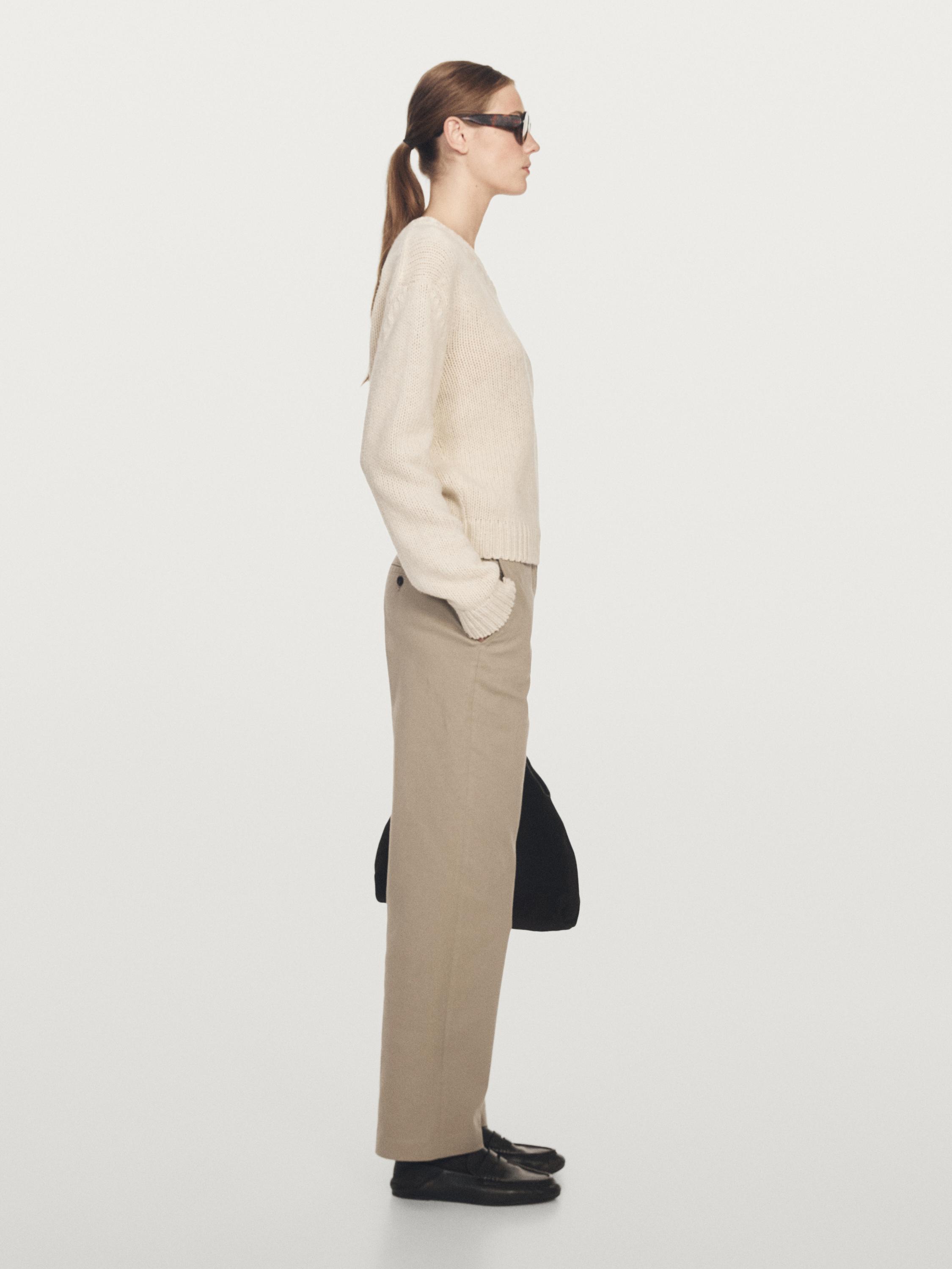 Pantalon straight en coton mélangé