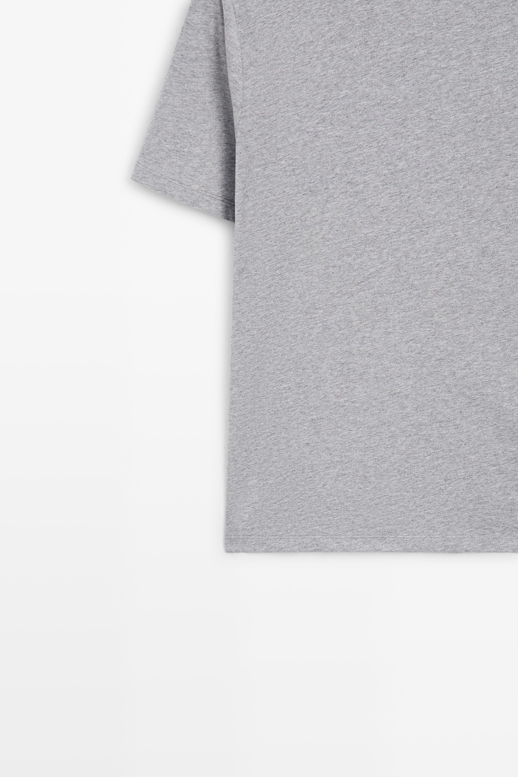 Short sleeve melange cotton T-shirt — GREY MARL