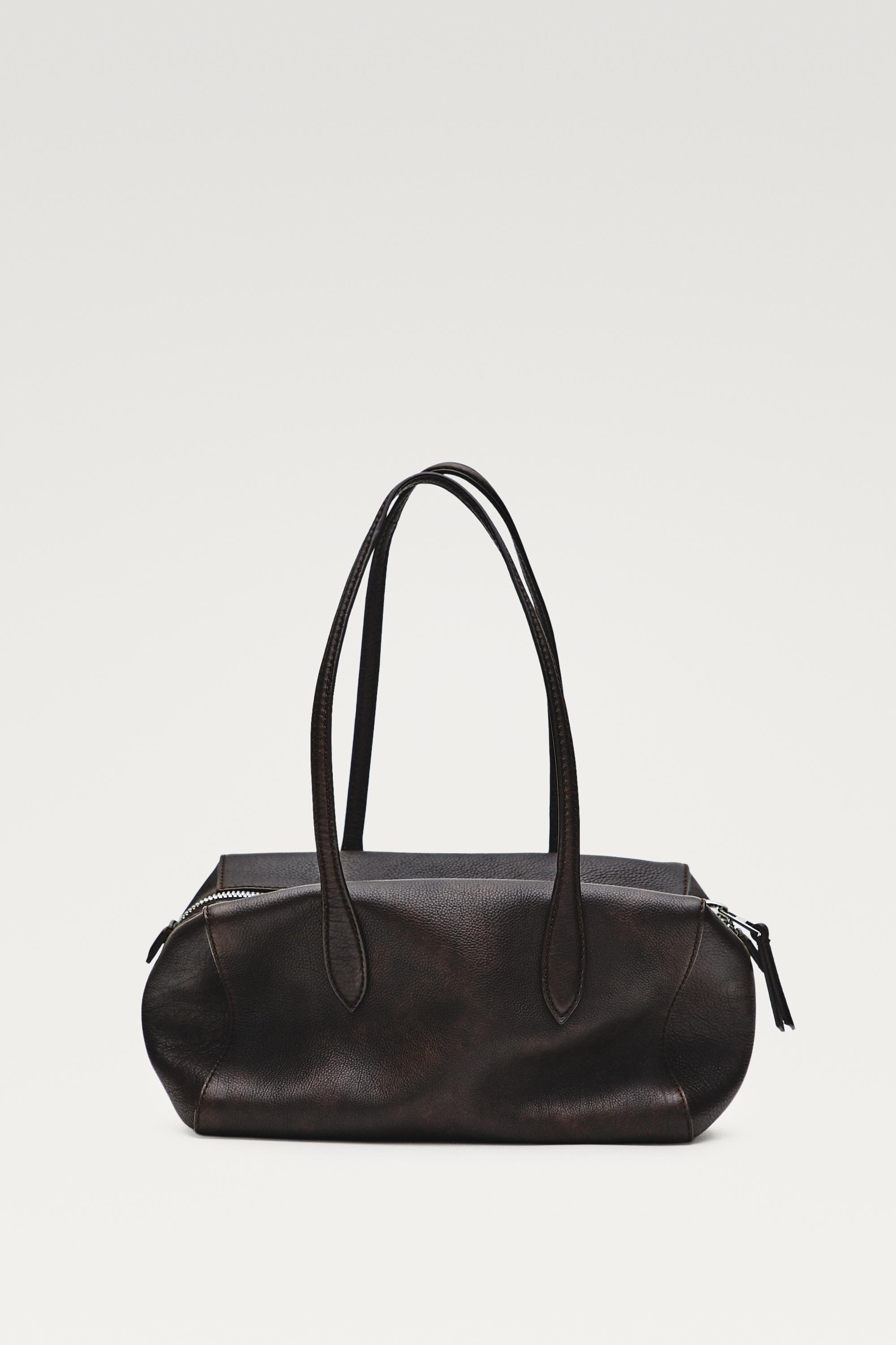 Nappa leather mini satchel — BROWN