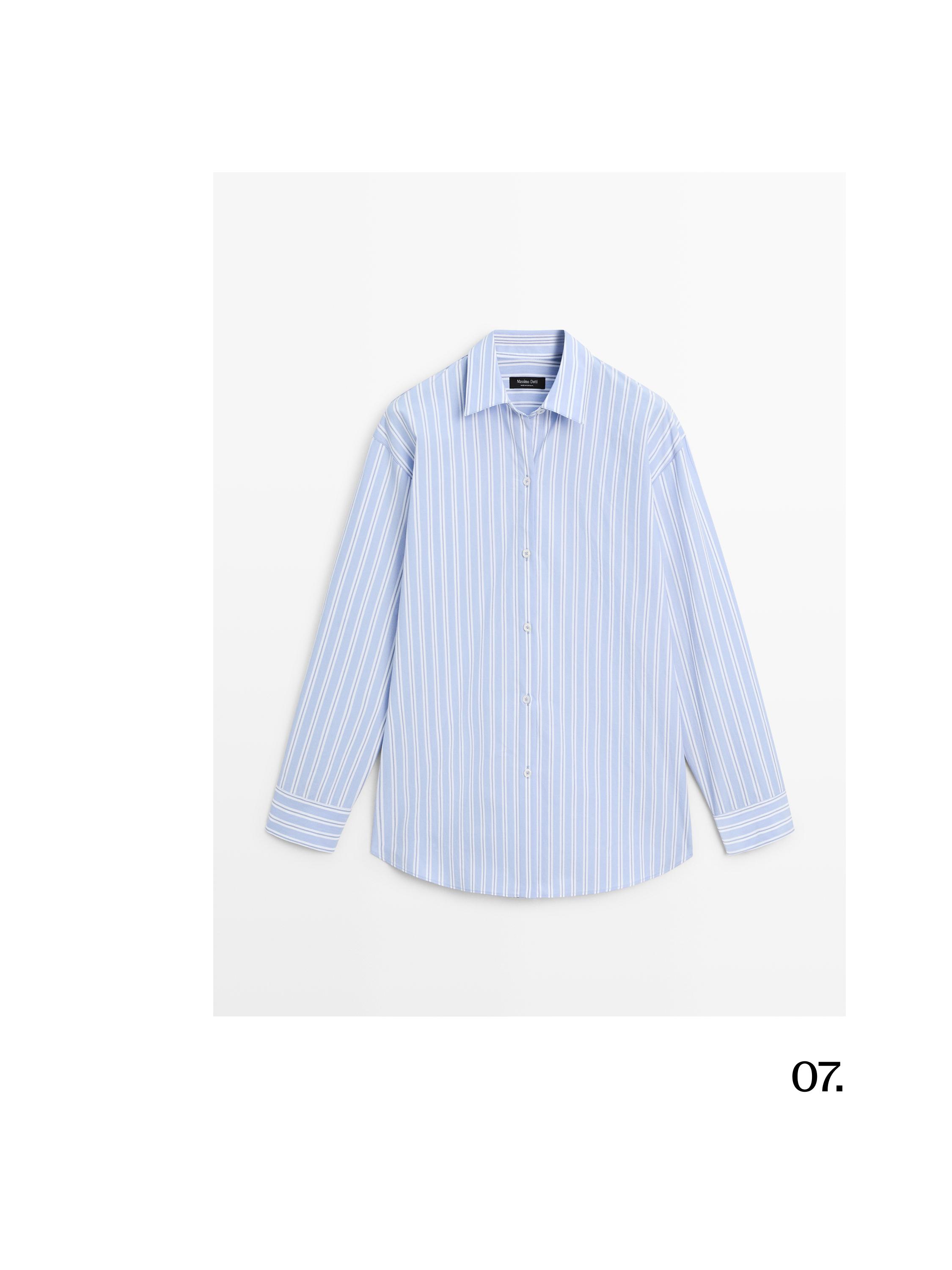 100% cotton striped shirt — BLUE