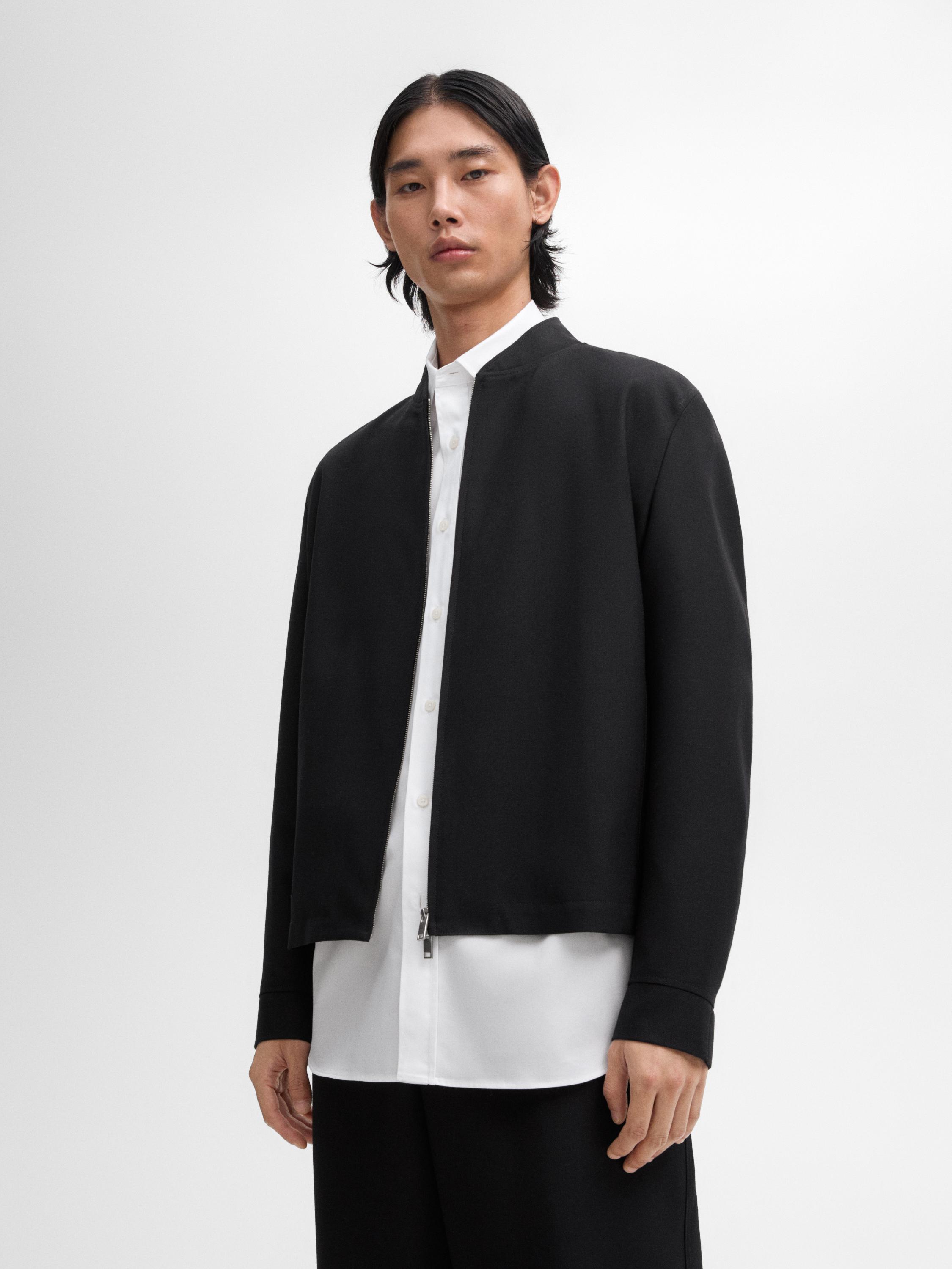 Wool blend bomber jacket · Black · Dressy | Massimo Dutti