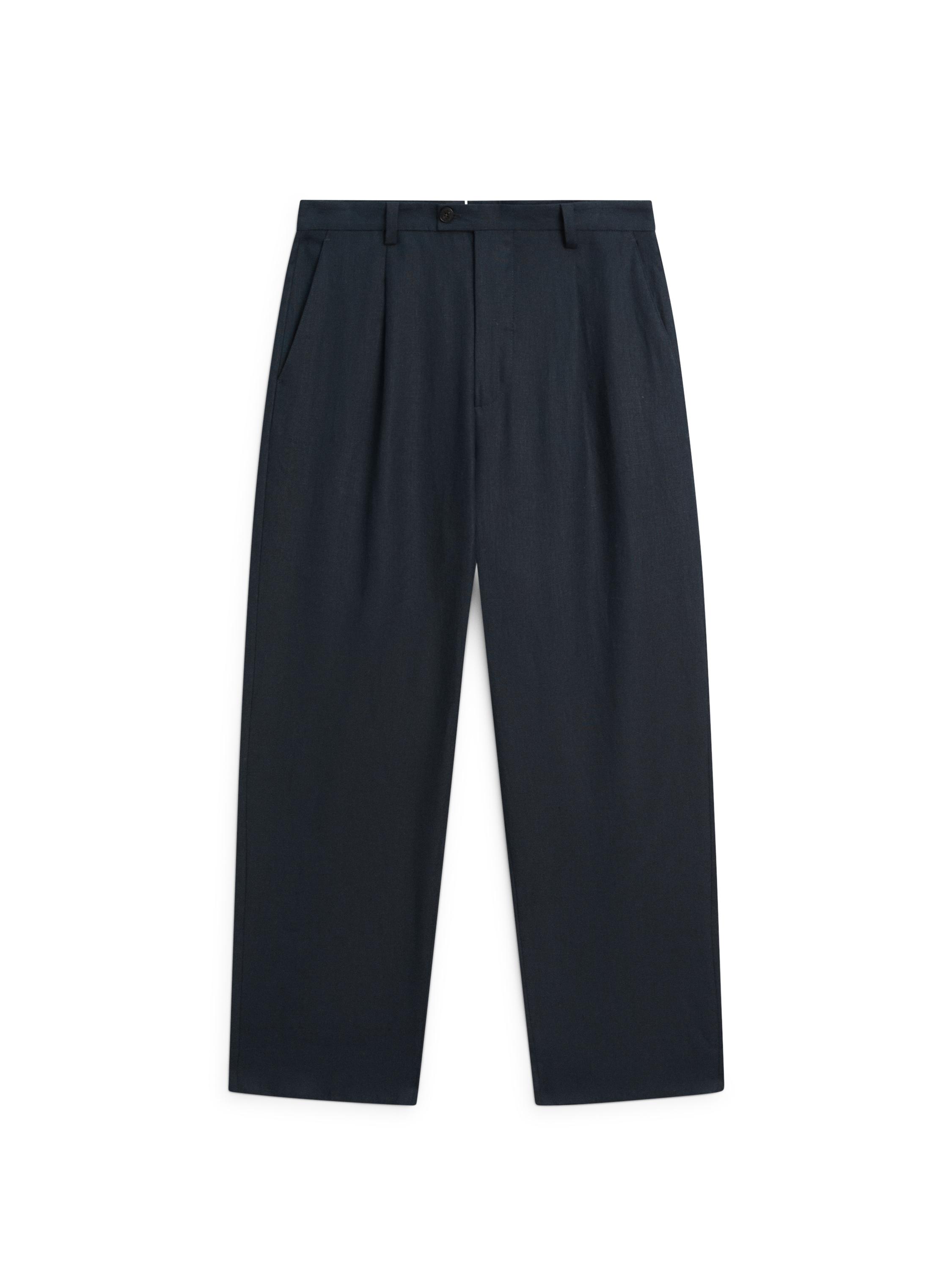Total look darted linen trousers - LIMITED EDITION — NAVY BLUE