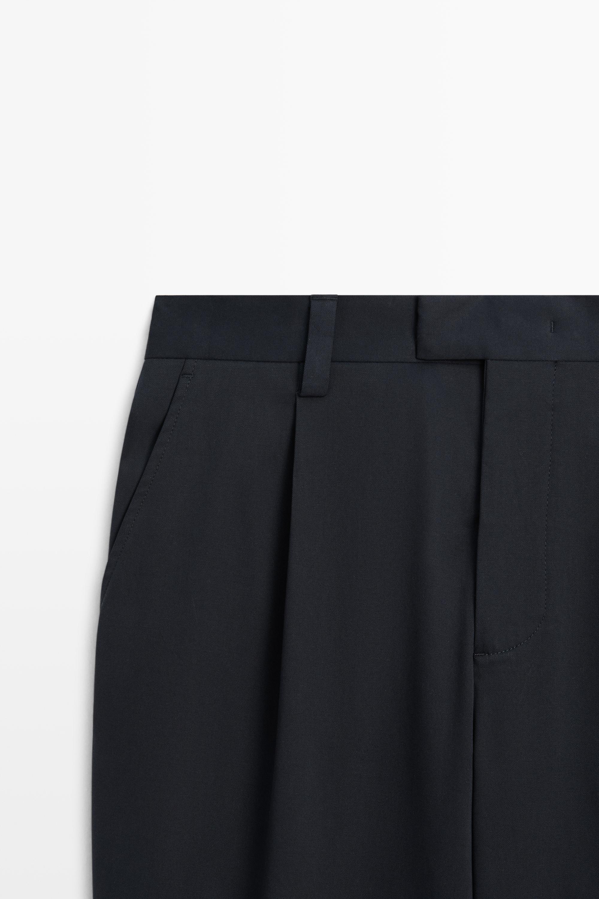Cotton blend darted trousers — NAVY BLUE