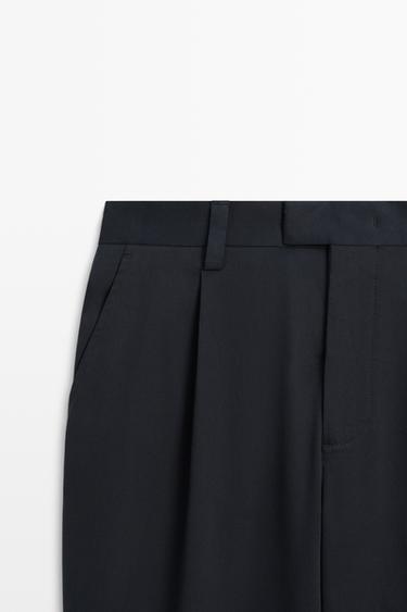 Cotton blend darted trousers — NAVY BLUE 9
