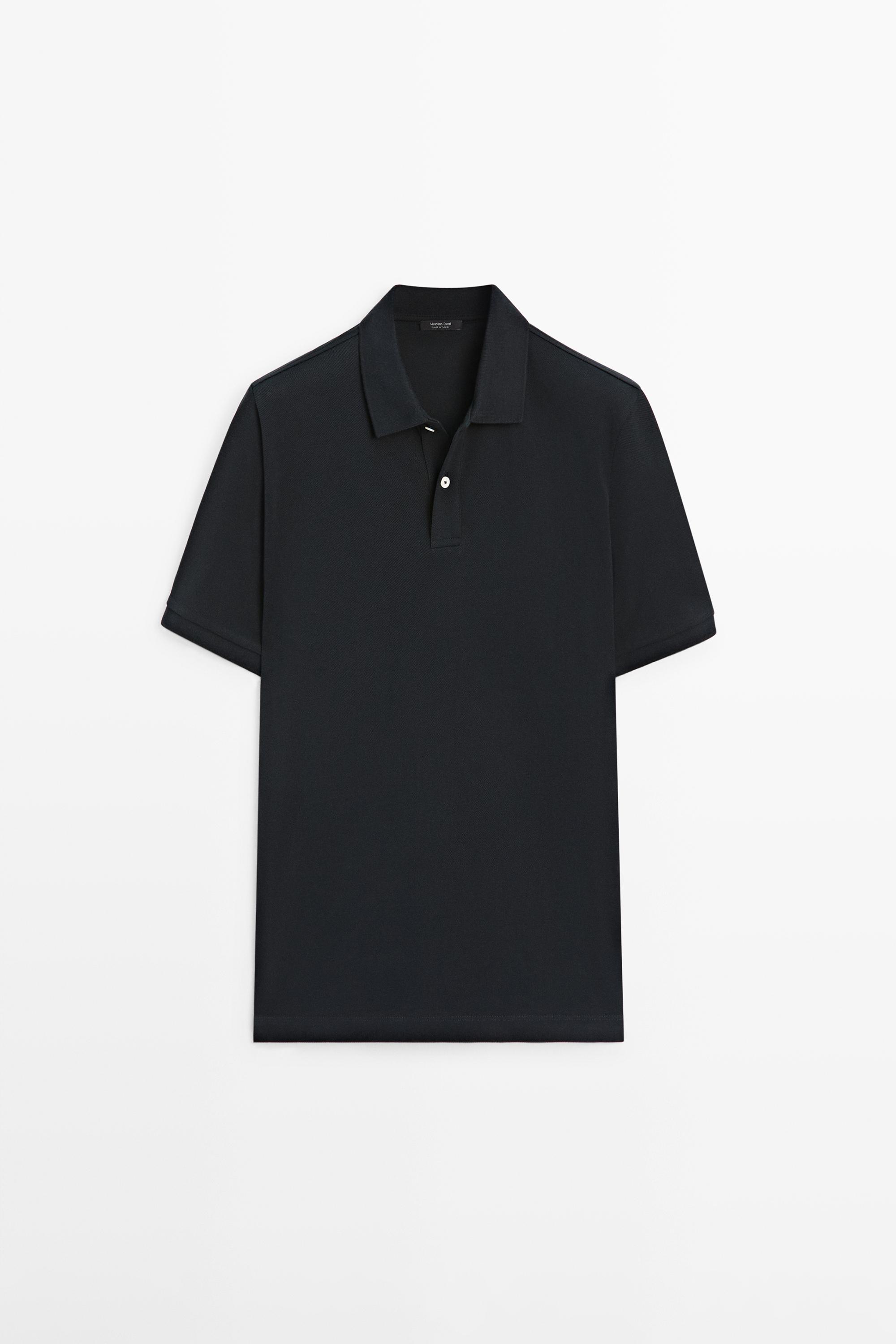 Micro-textured cotton piqué polo shirt