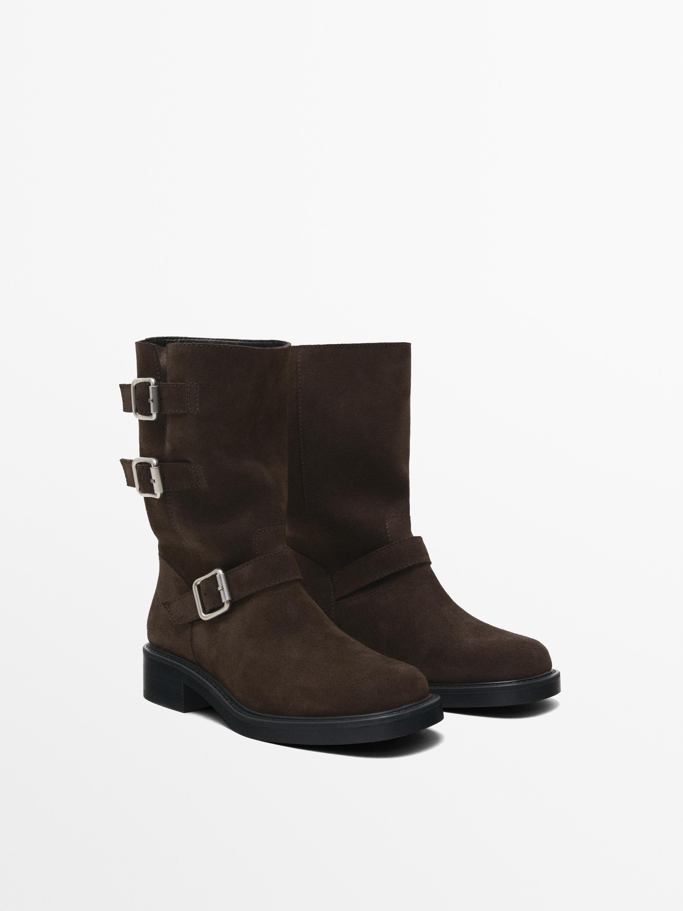 Massimo dutti biker boots on sale