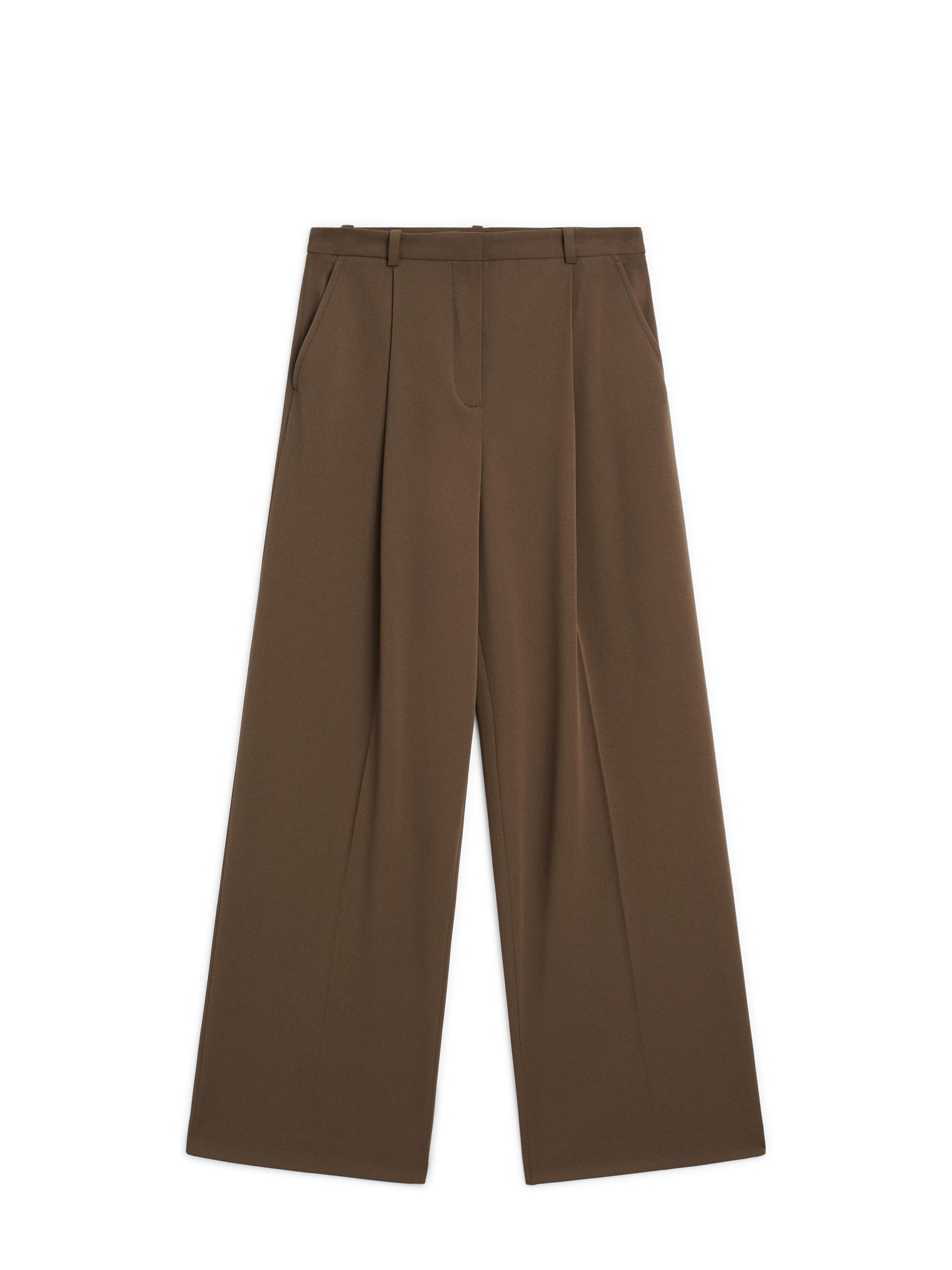 Darted wide-leg trousers · Brown, Black · Dressy | Massimo Dutti