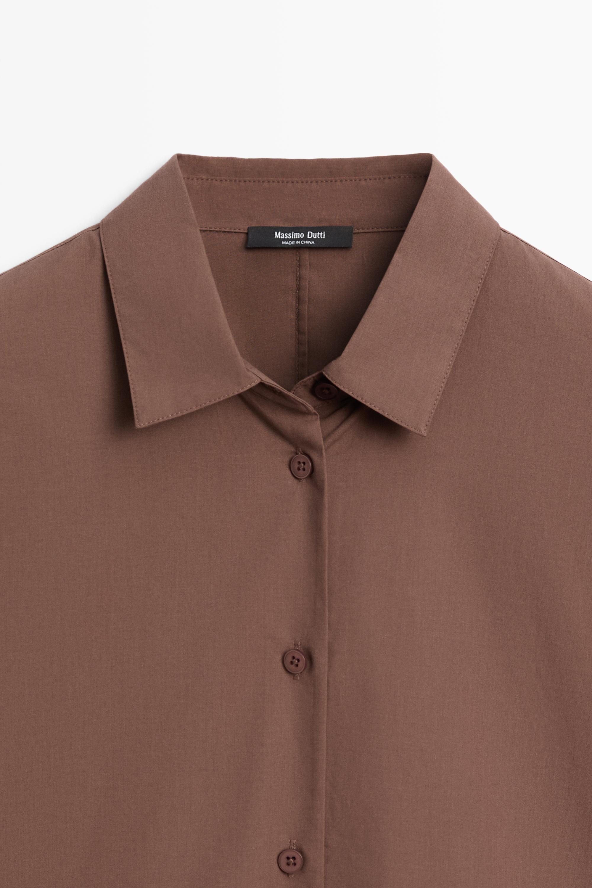 Cotton poplin shirt — BROWN MARL