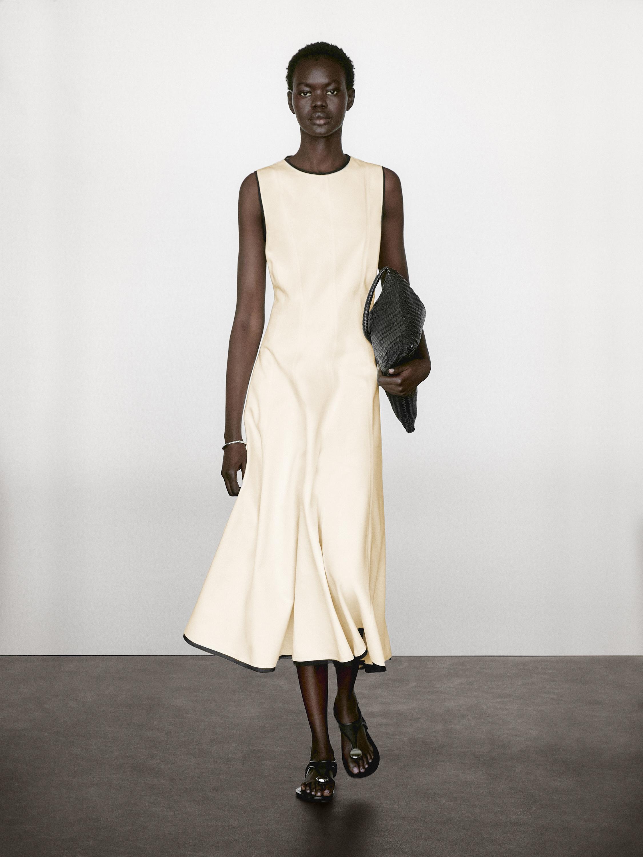 Vestito balza con bordino a contrasto