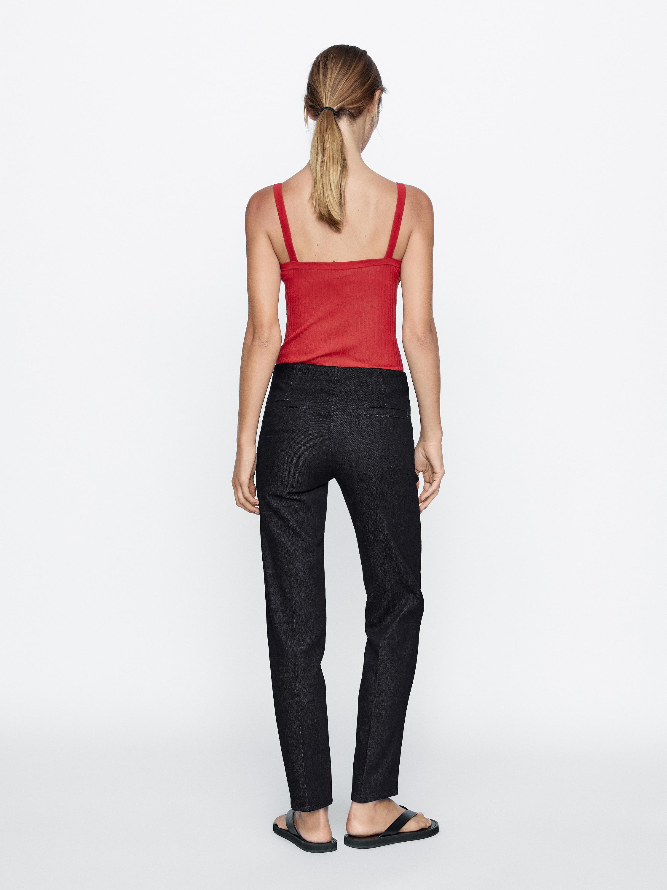 Cotton blend slim fit trousers