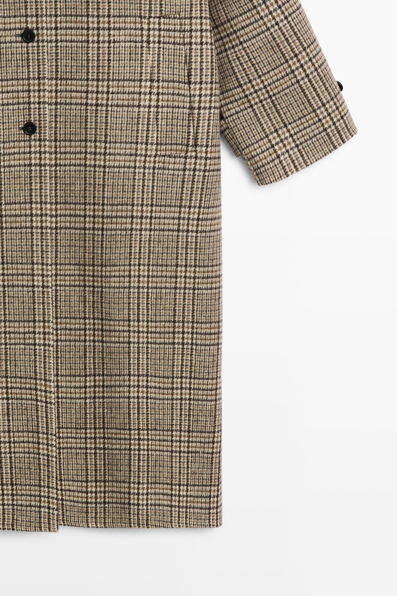Wool blend check trench coat — Off white